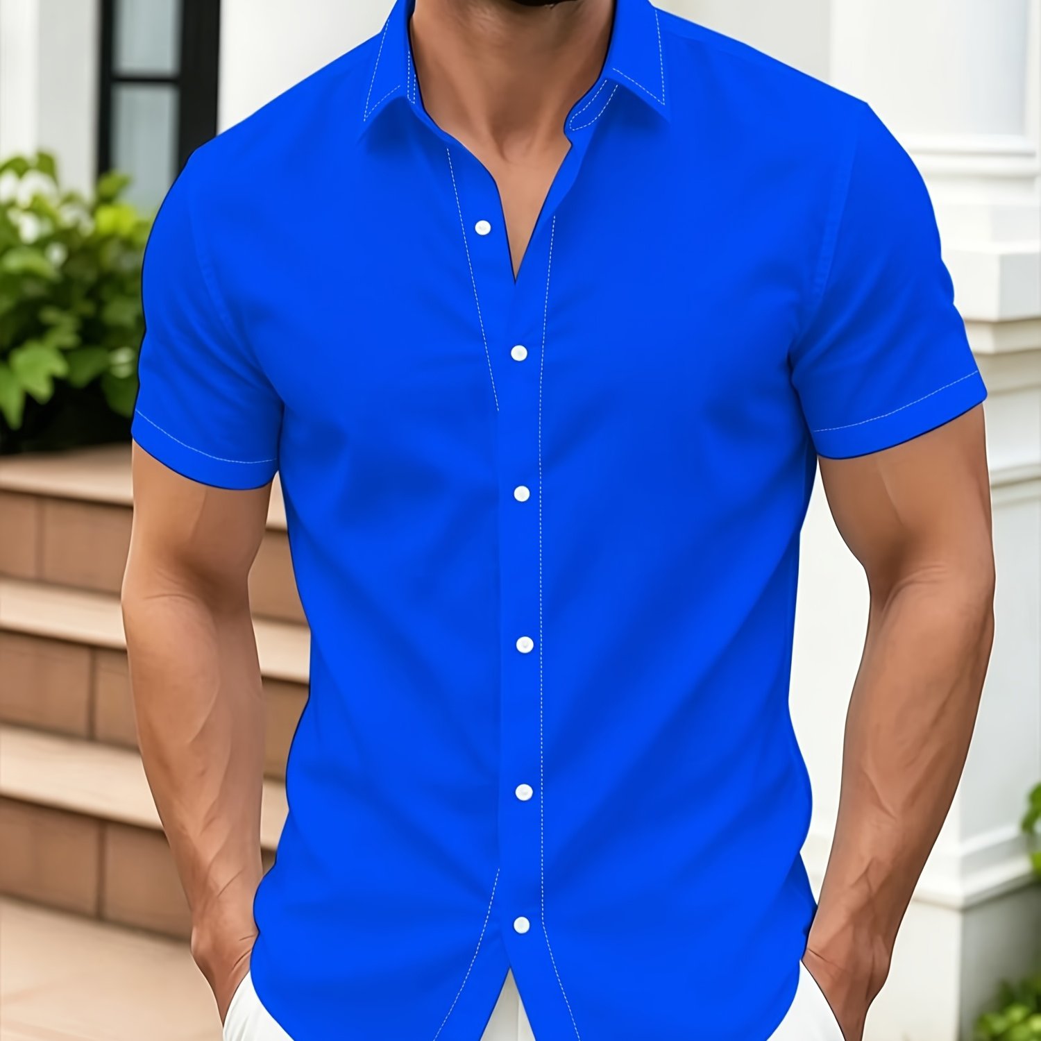 TEMU Printed Design Not Textured New Arrival Men's Short Sleeve Shirt Lapel Collar Single Breasted Daily Easy Casual Versatile