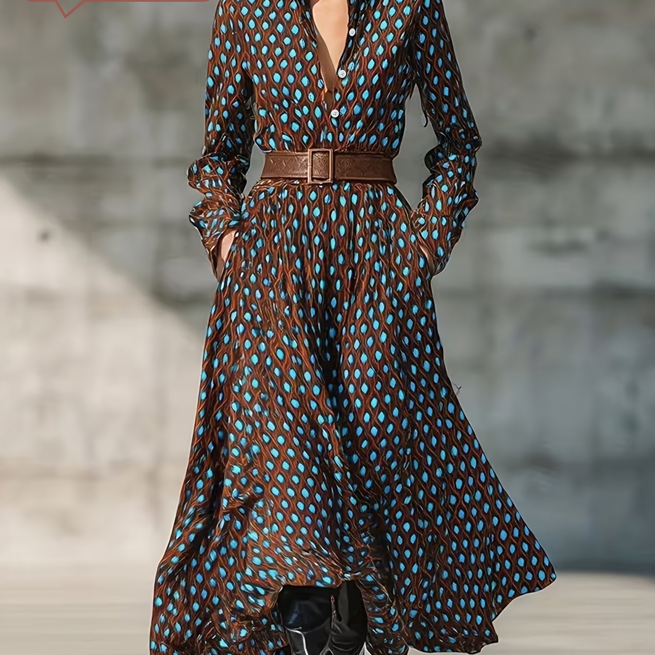 E-shop NS702 2025 Frühjahr/Sommer Neues Elegantes Polka-Dot-Langkleid für Damen ohne Gürtel