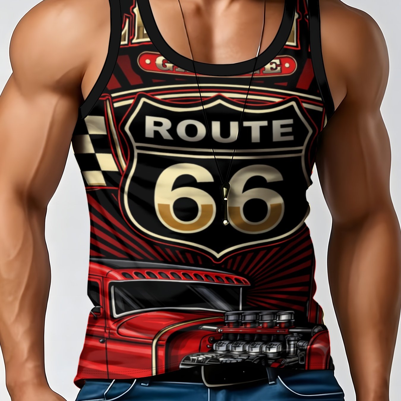 TEMU Casual Men's Geometric Pattern Sleeveless Vest, Round Neck Lightweight Summer Top