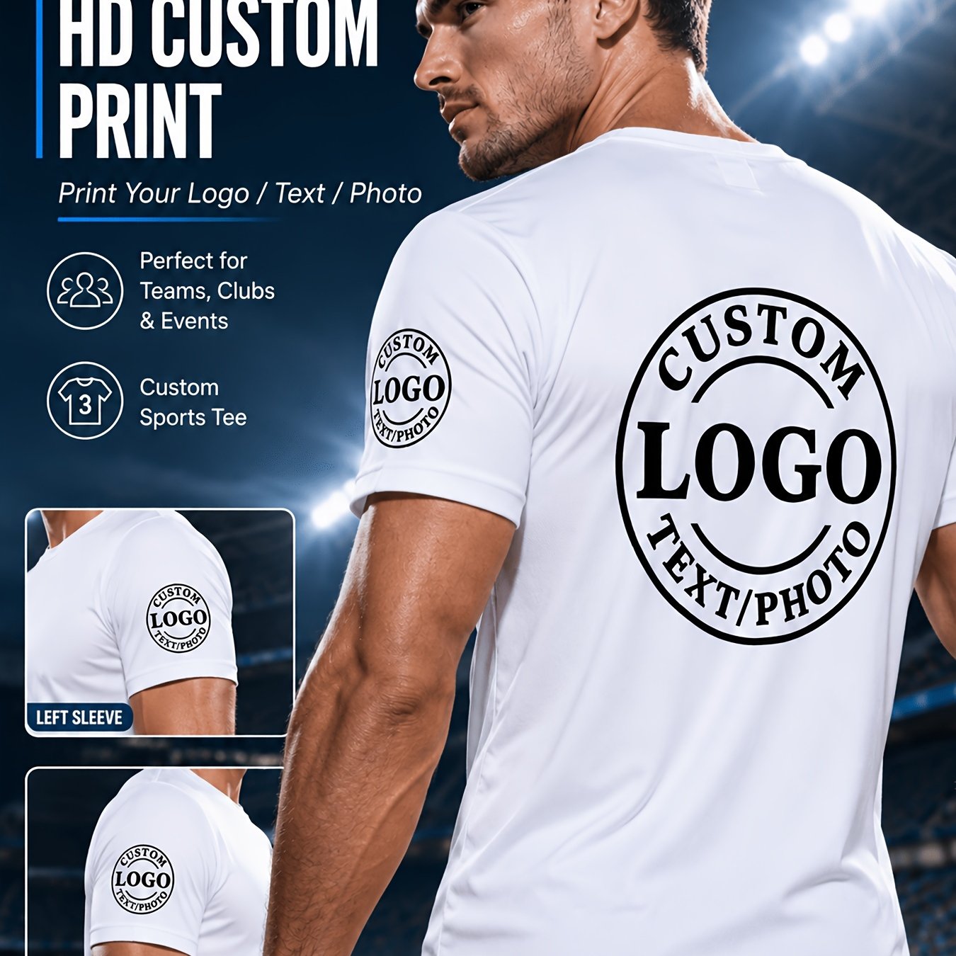 TEMU Custom Men's T-shirts - Personalized Designs/logos/patterns - Short Sleeve Crew Neck, Father's Day Gift, Suitable For Running, Tennis, Gym,