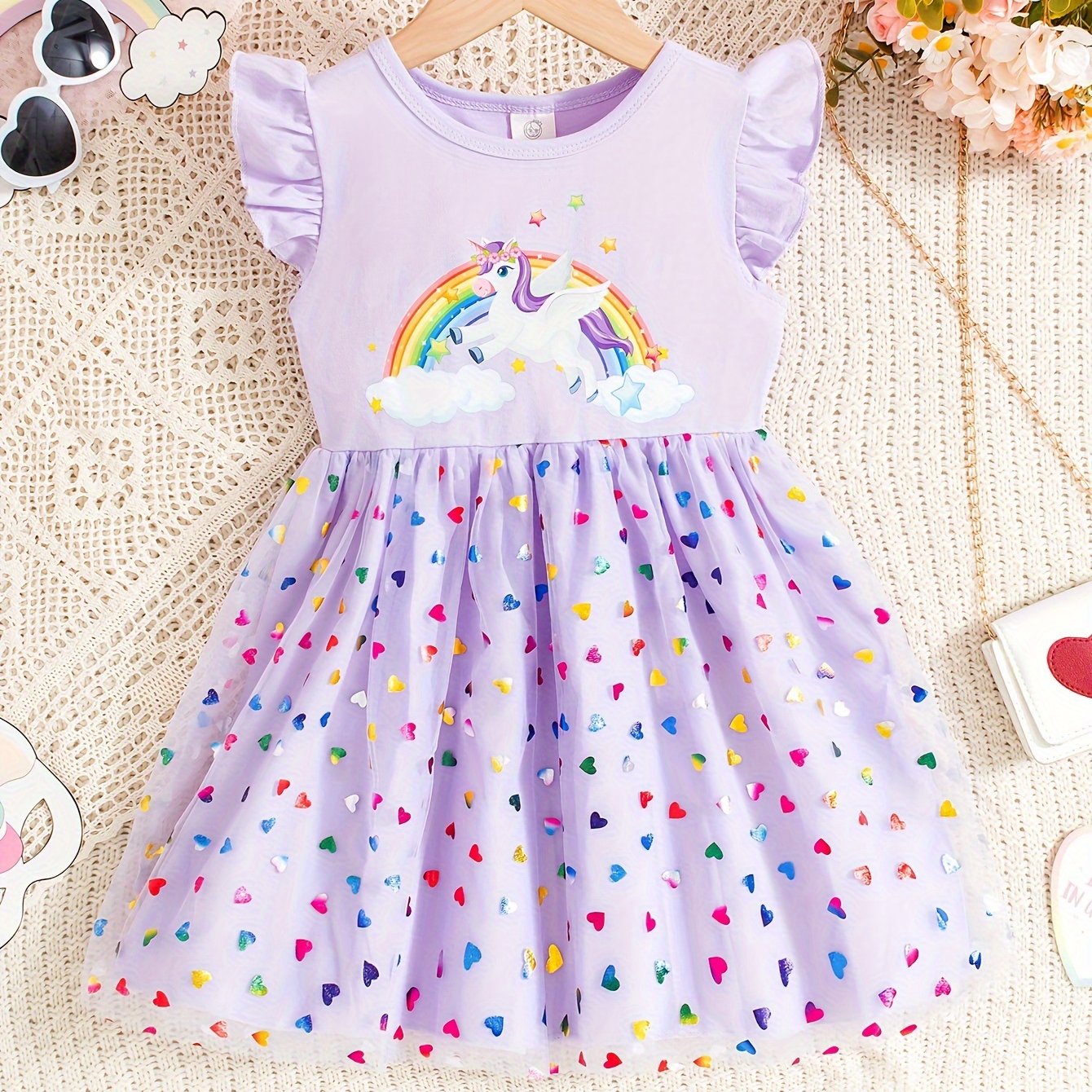 Pony Puff Sleeve Dress Sweet Mesh Girly Princess Dress