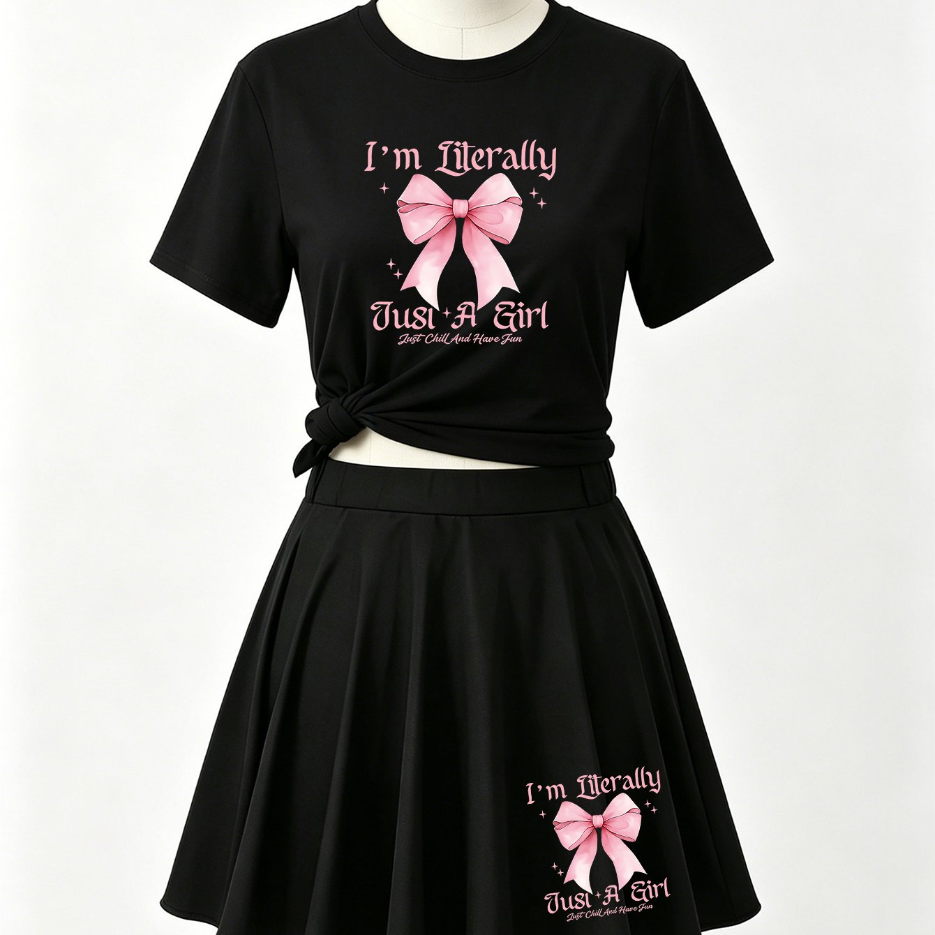 TEMU Women's Stretch T-shirt And Skirt Set, A Versatile And Casual Outfit Suitable For , Figure-hugging And Skin-friendly For .