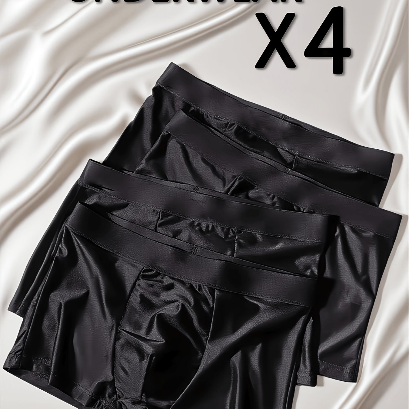TEMU 4pcs Men's Briefs - , Breathable, Medium-stretch Solid Color Shorts, Suitable For Casual Wear, Comfortable Design