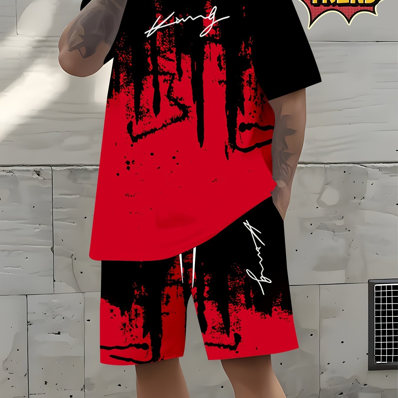 TEMU Trendy Men's Set: Short-sleeve T-shirt   Casual Shorts Two-piece Outfit, Slim-fit Summer Fashion Men'-piece Set