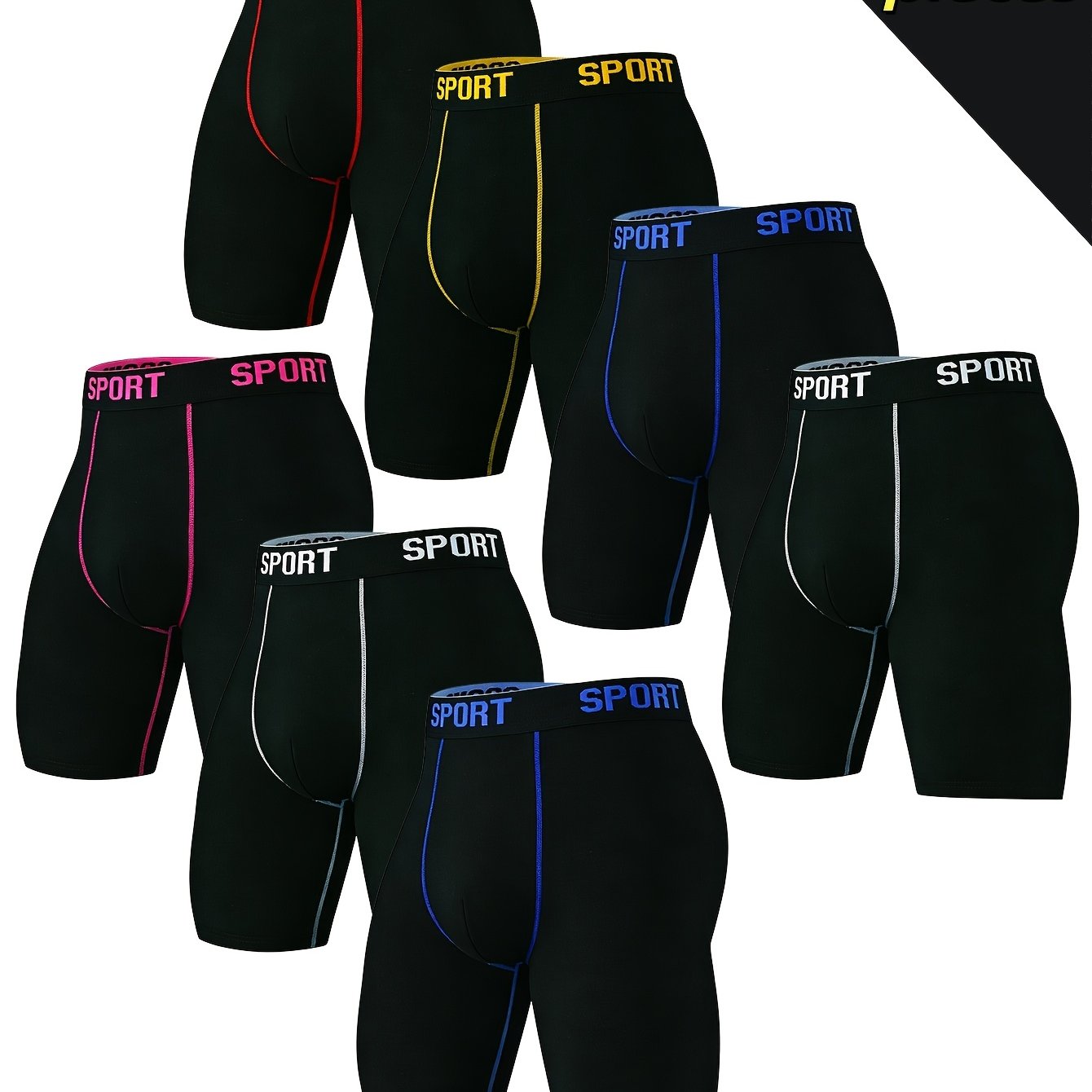 TEMU 7pcs Men's Comfortable Slim Shaping Underwear - Breathable, Elastic, Quick Drying, Elastic Waistband, Suitable For Spring Sports, Sports, And