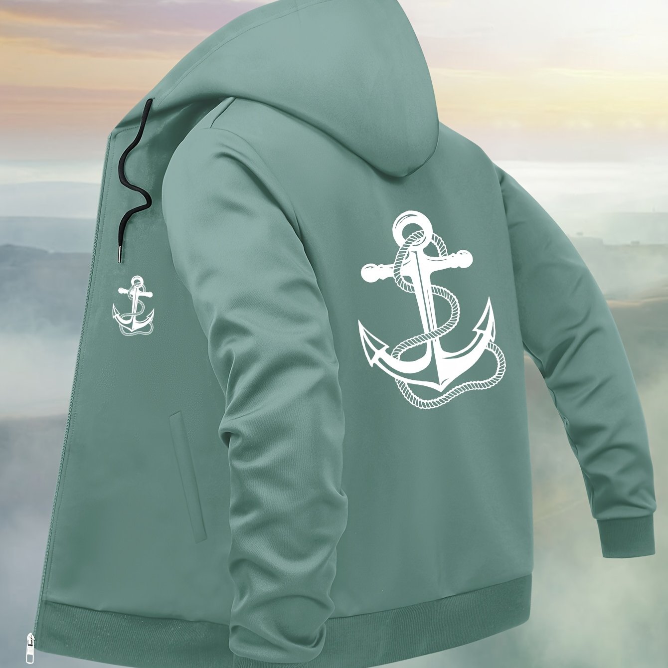 Image of Classic Stylish Solid Color Women's Casual Zip-up Hooded Jacket With Long Sleeves Featuring A Fashionable Print