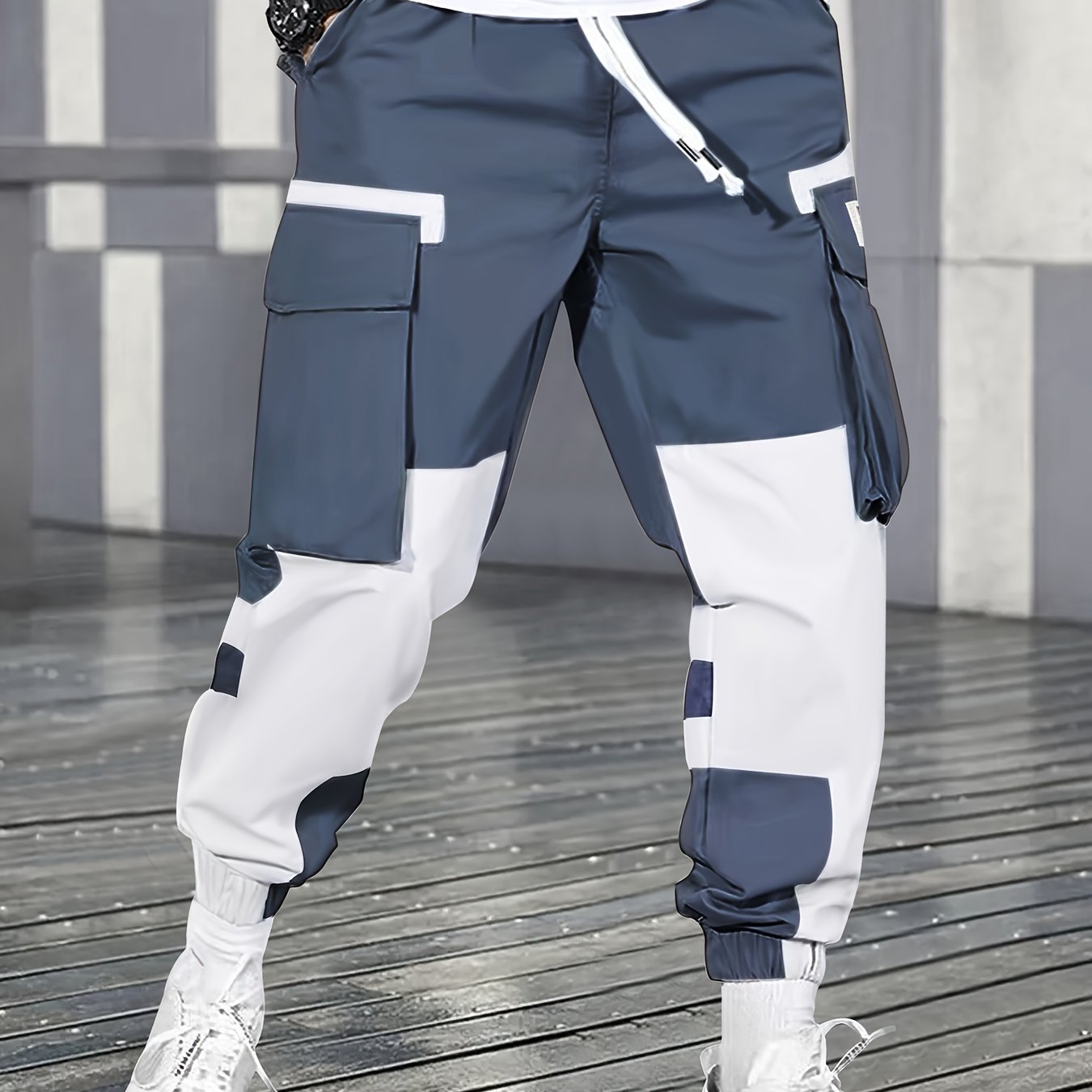 Image of Men's Mid-rise Casual Sports Pants With Multiple Pockets, Color-, Comfortable Hiking And Walking Pants, Suitable For City Strolls And Outdoor Activities