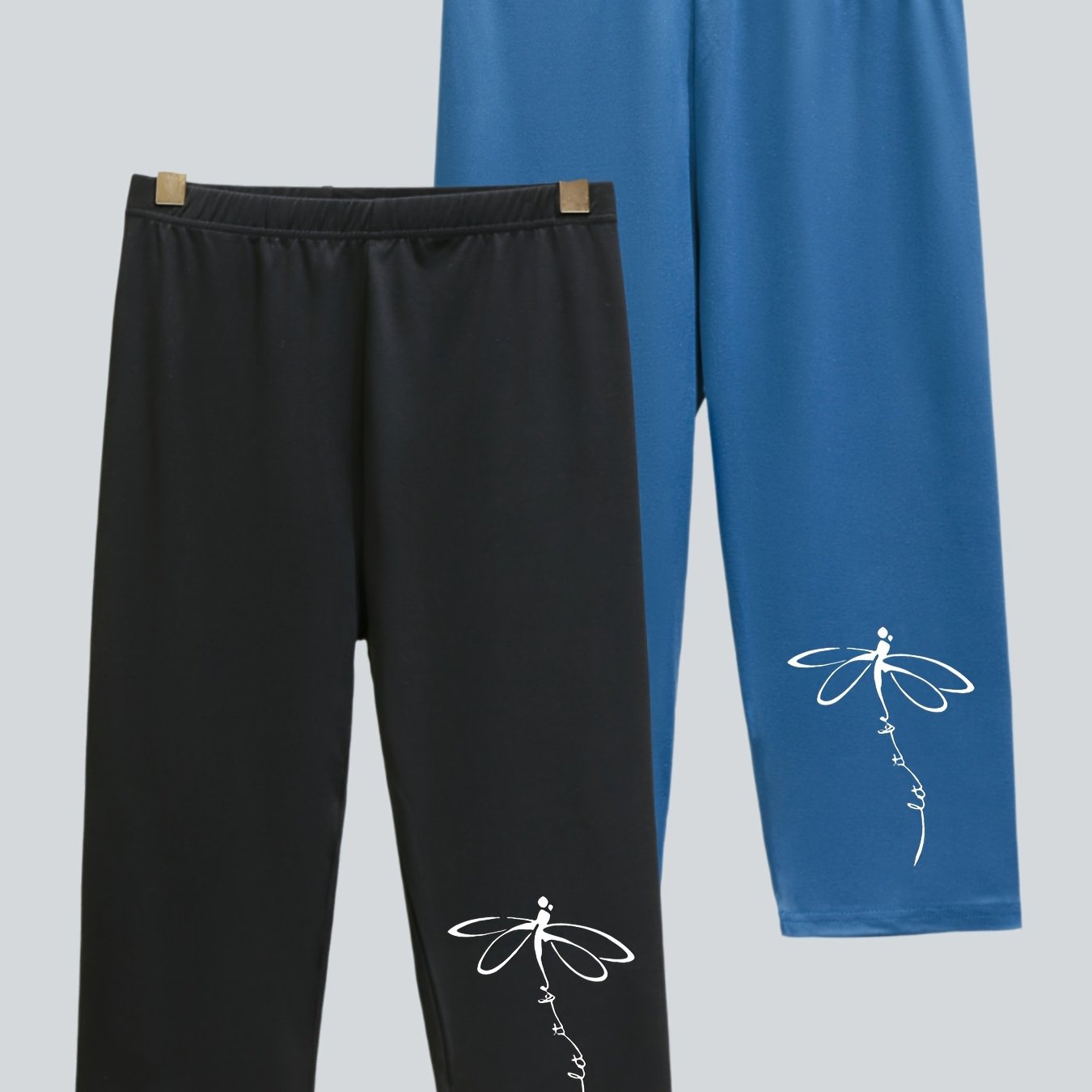 TEMU 2 pièces Pantalons Capri Confortables pour Femmes Grande Taille, Leggings Sportifs d'Été à Imprimé