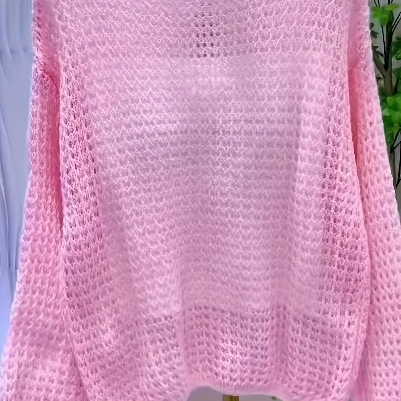 TEMU Women's /summer Hollow-out Solid -shoulder Pullover Knitwear, Outer Cover-up Shirt