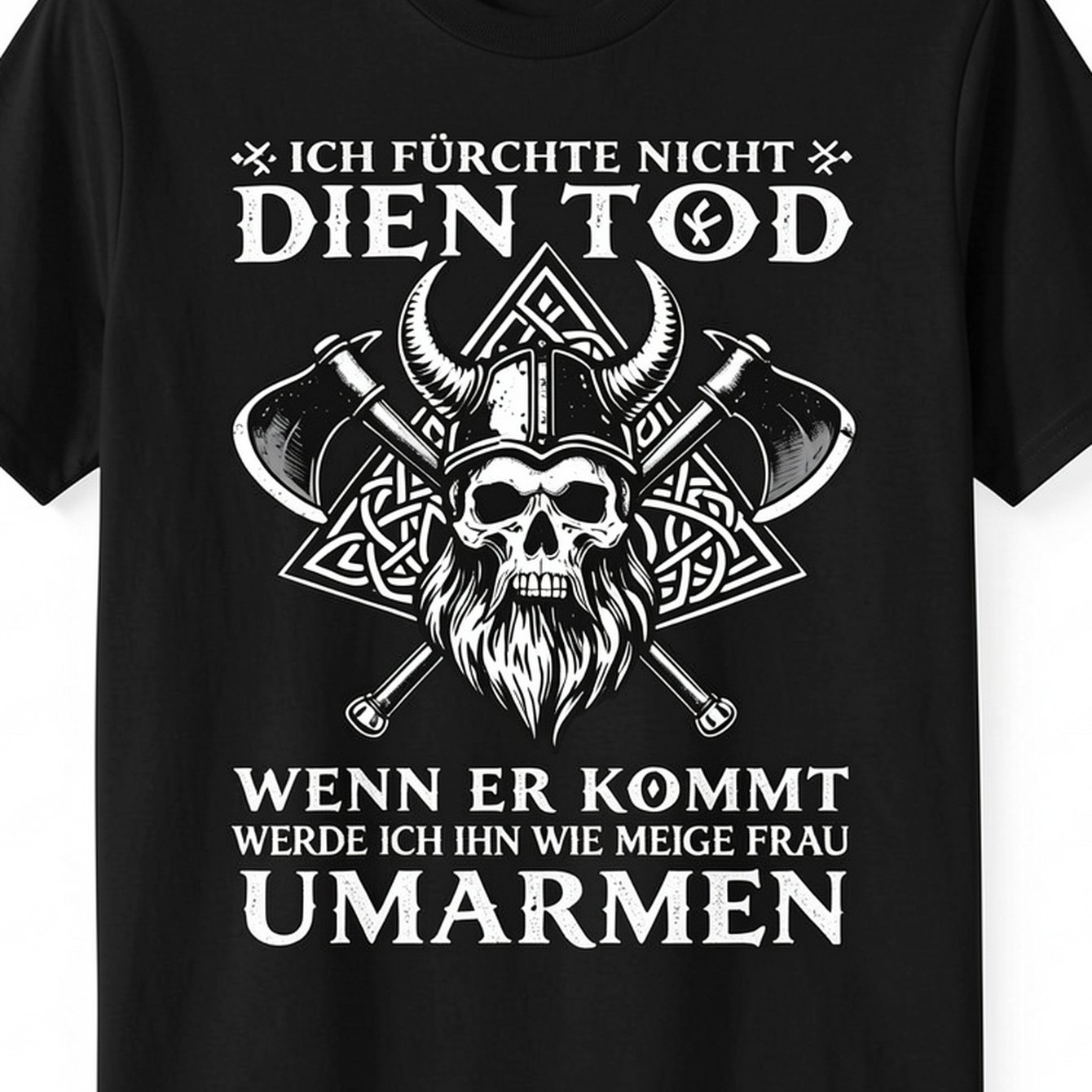 Men's Viking T-shirt With " Death" Saying - Norse Short Sleeve Shirt, S-xxxl Sizes, Black Casual Round Neck Tee Suitable For Home, Outdoor, Work & Gifts, Machine Washable Viking Apparel