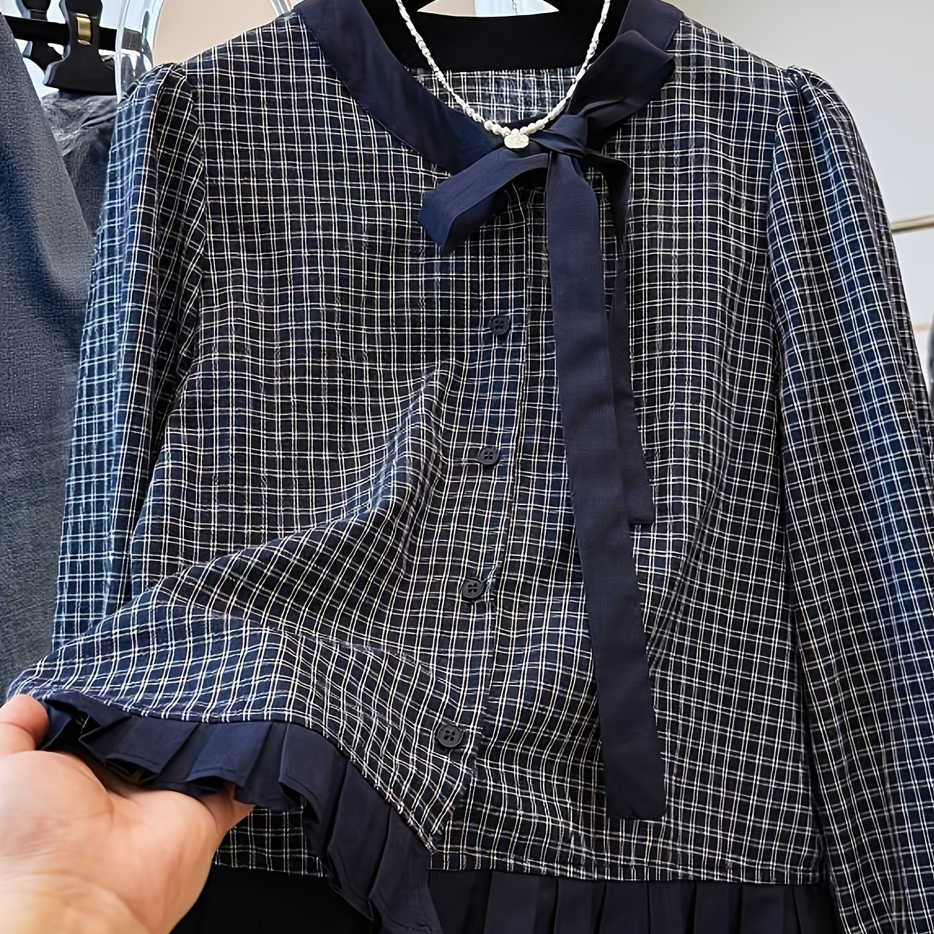 TEMU Blusa de Larga con y Escote Corto Francés