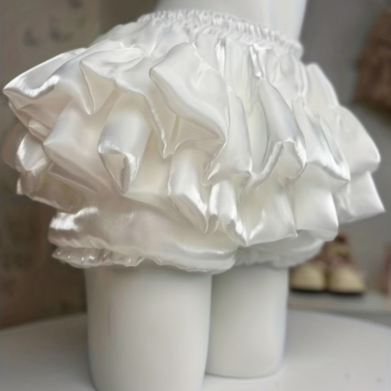 TEMU Jupe Haute Taille Blanche Ballet Chaud Robe Gâteau 3D Bouquet Style Doux et Combinaison Puff