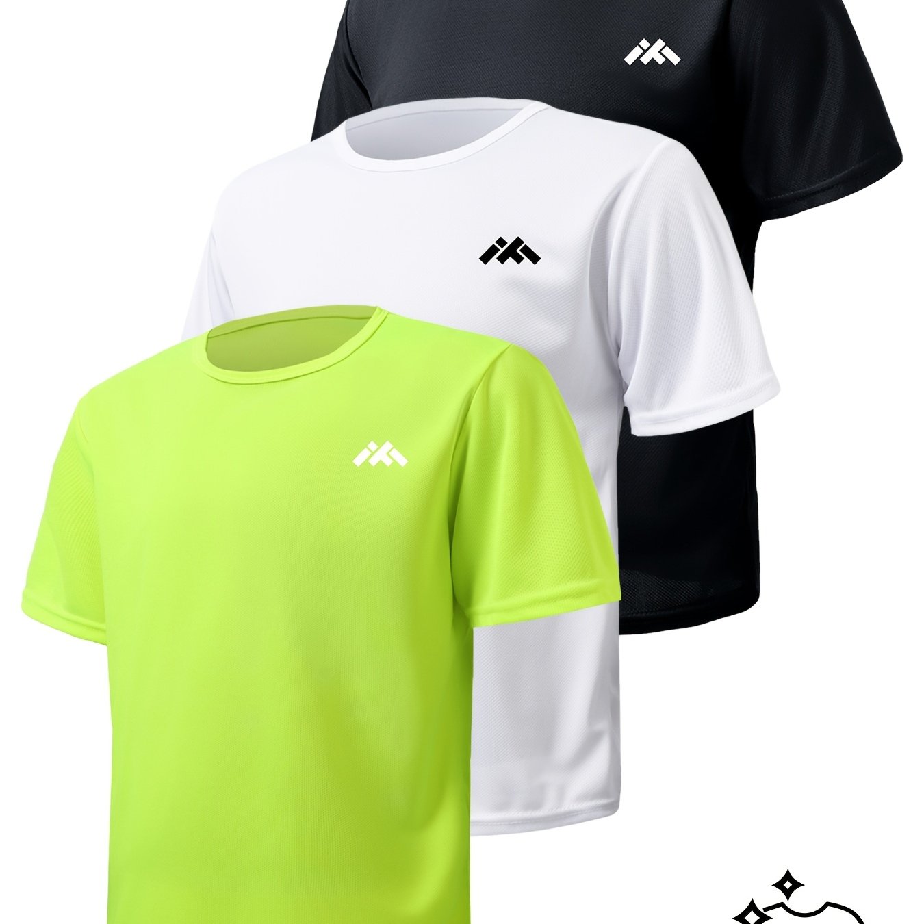 TEMU 3pcs Men's Plus Size Pattern Ultra-thin Quick-dry Fitness Training Sports Top Casual Fashion T-shirt Lightweight Breathable Moisture-wicking,