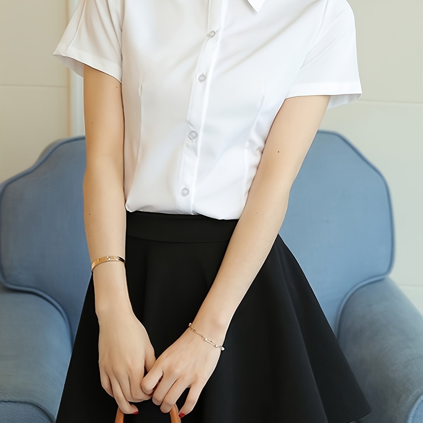 TEMU Spring And Autumn White Shirt Women's Summer Long And Short Sleeves Slim Fit Formal Wear Work Clothes