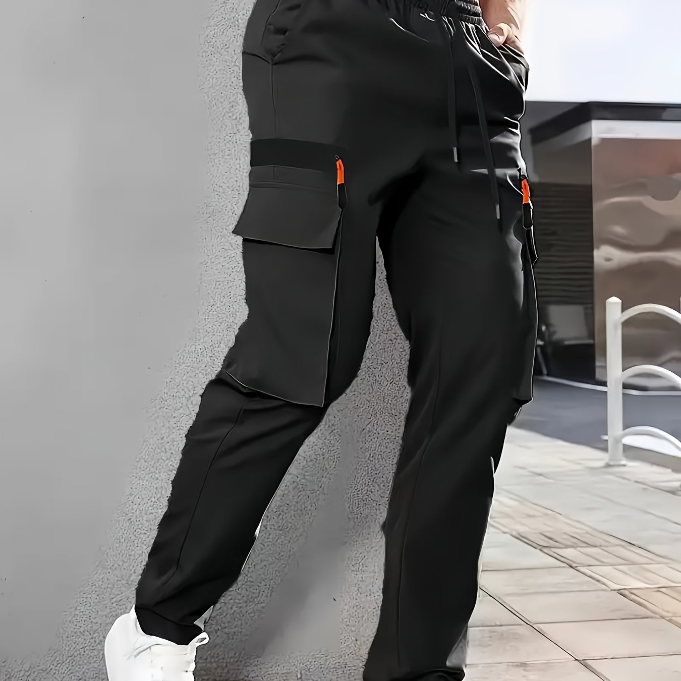 TEMU Men's Outdoor Casual Solid-color Side- Straight-leg Work Pants