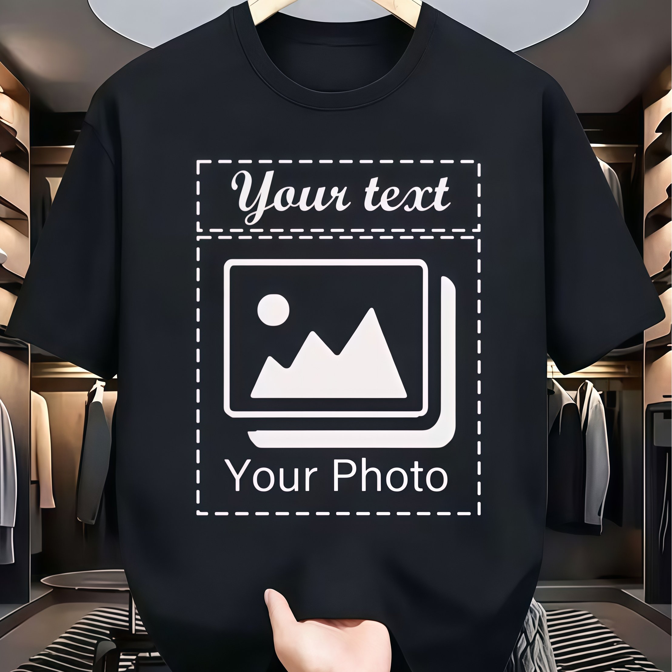 Image of Customizable T-shirt With Your Photo, Casual Round Neck Short Sleeve, Soft Breathable Fabric, Men's And Women's, , Gift For , , Lightweight, Quick-drying