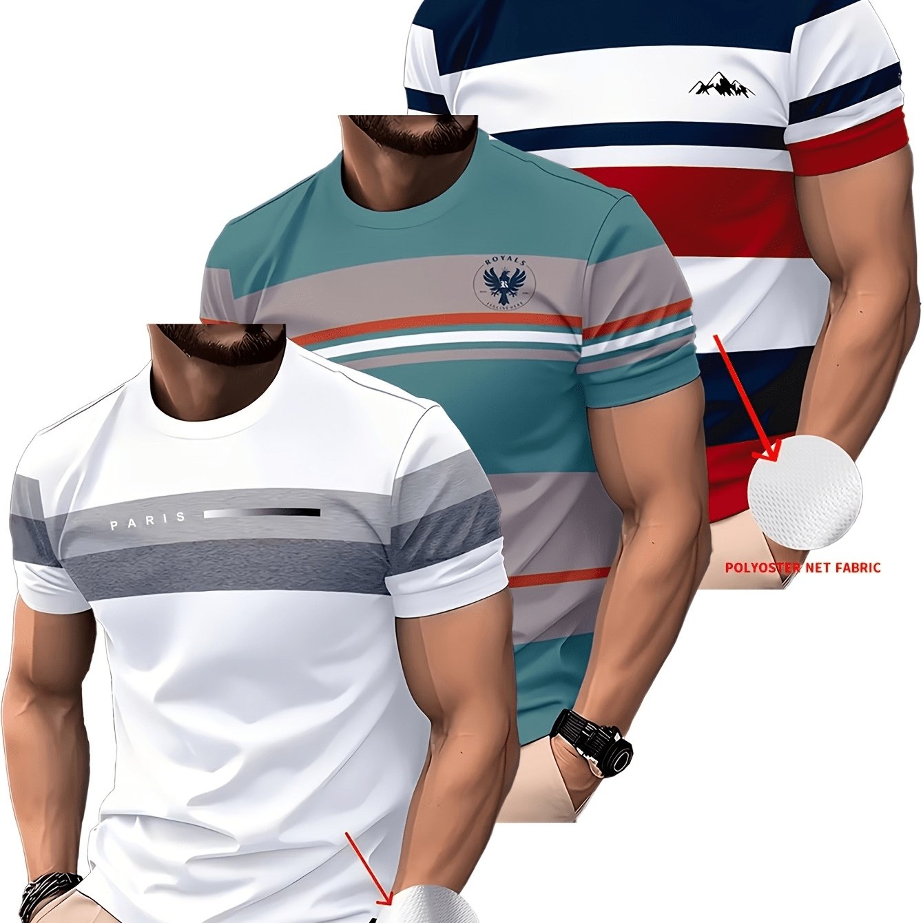 TEMU 3pcs Men's Fashion Short Sleeve Round Neck T-shirt For Casual, Sporty And Business Wear, Funny T Shirt, Men's Trendy T Shirts, Everyday T-shirt,