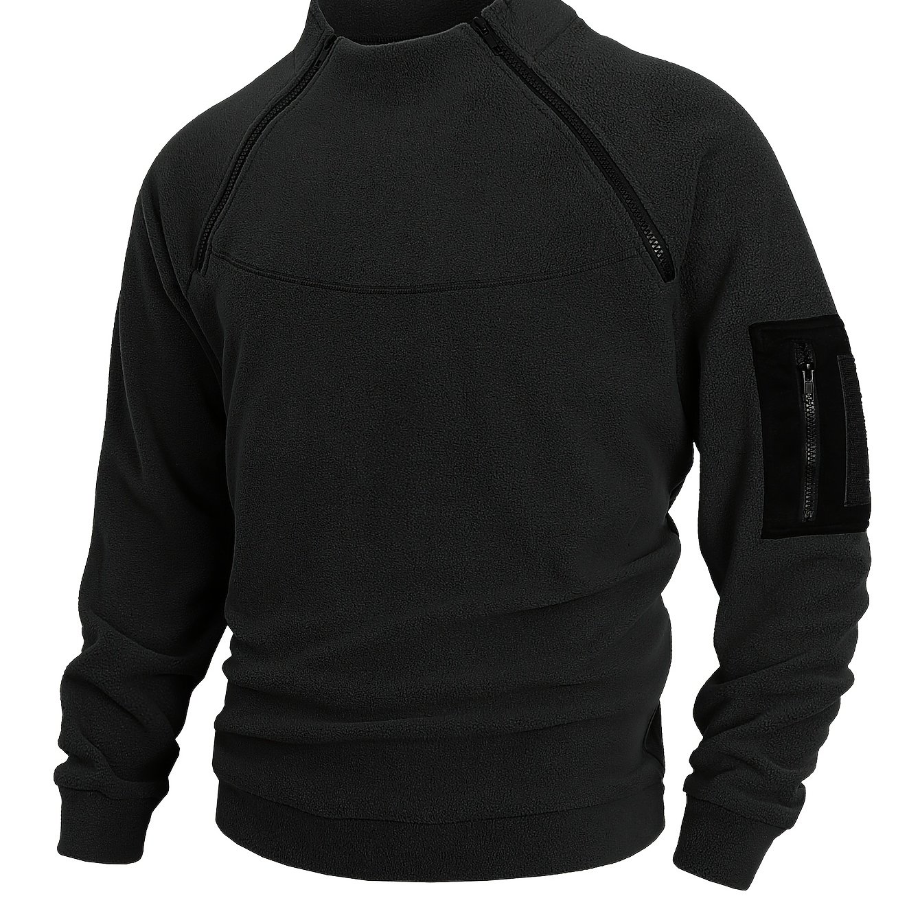 TEMU Double Zipper Design Collar Fleece Jacket