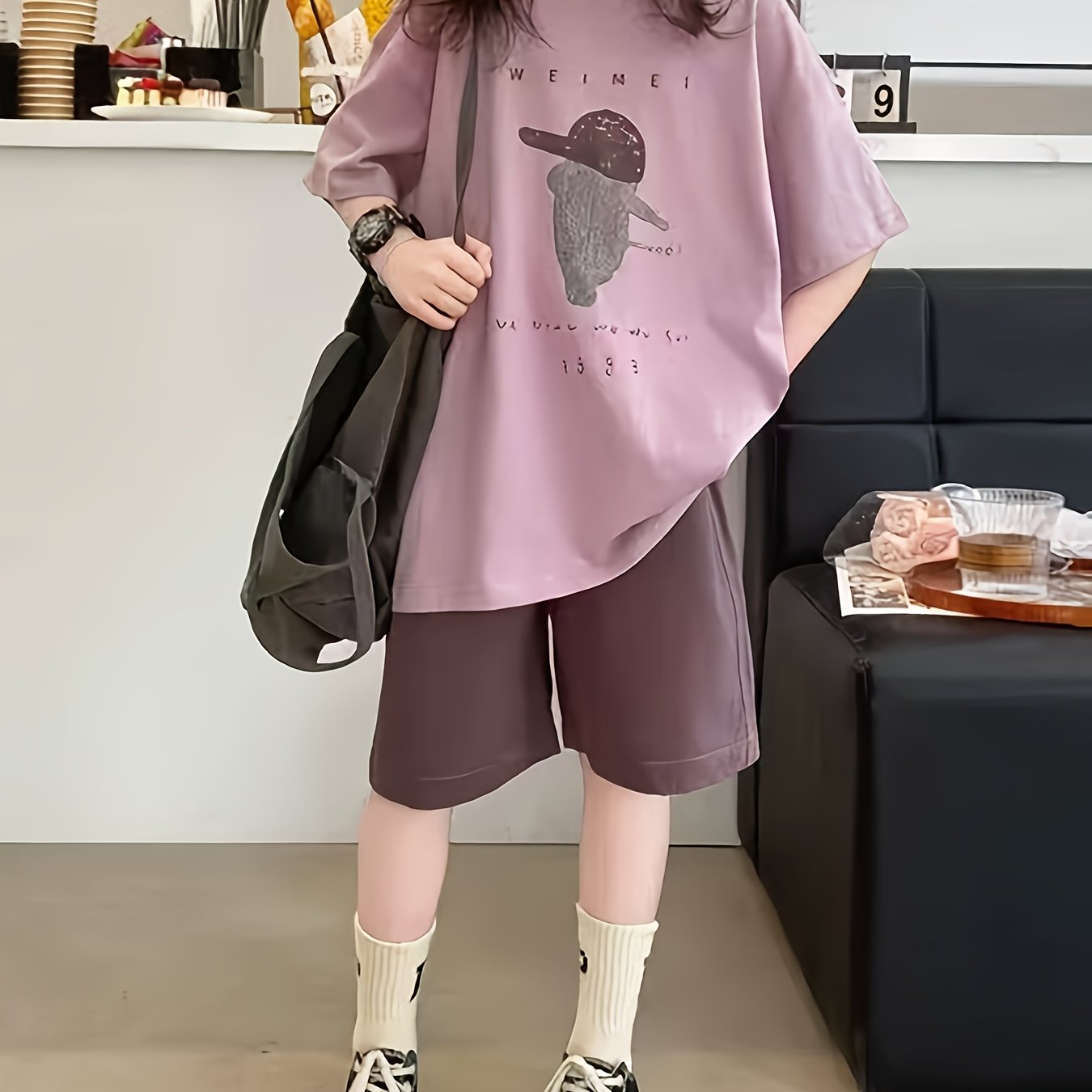 Image of Girls' 2pcs Set, Summer Casual Comfortable And Stylish Short-sleeve T-shirt + Casual Shorts 2pcs Set For Middle And Older Kids, Perfect For Outdoor