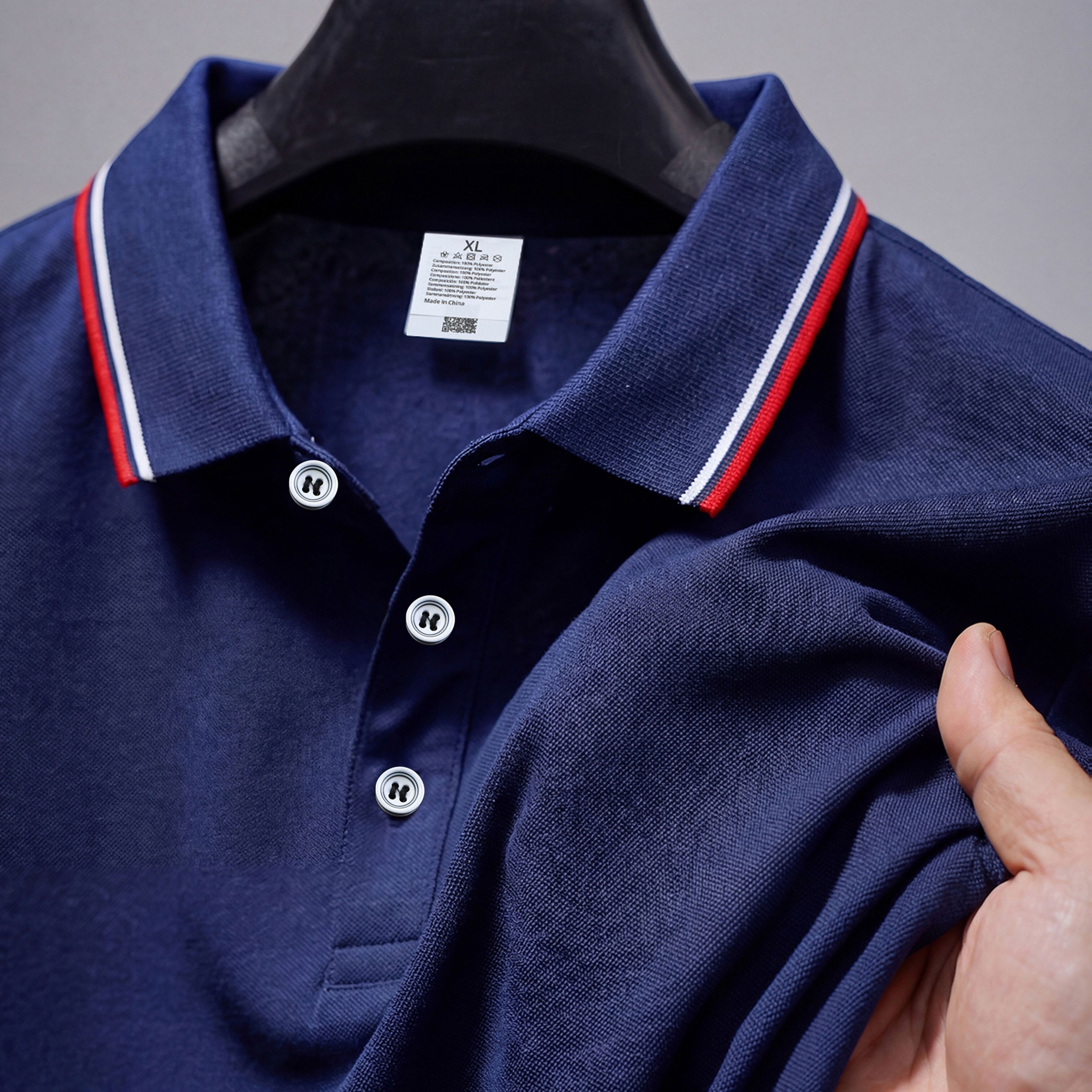 TEMU Jianyue Casual Sporty Short Sleeve, Business Solid Color With Contrast