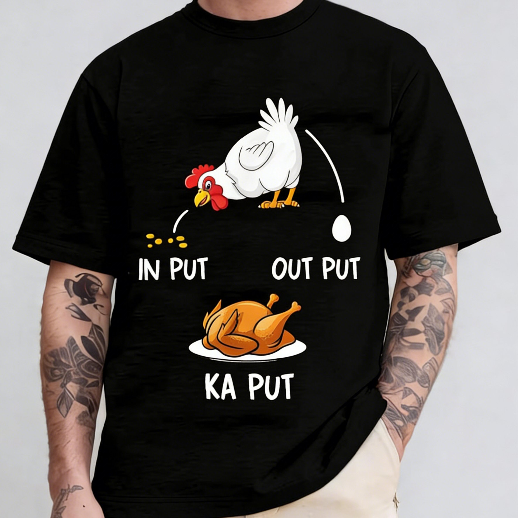 TEMU Fun Chicken Farming Farmer T-shirt - Printed With Dancing Chicks And Poultry Puns, With Slogans And Chicken Jokes. Short-sleeved Top, Ideal For