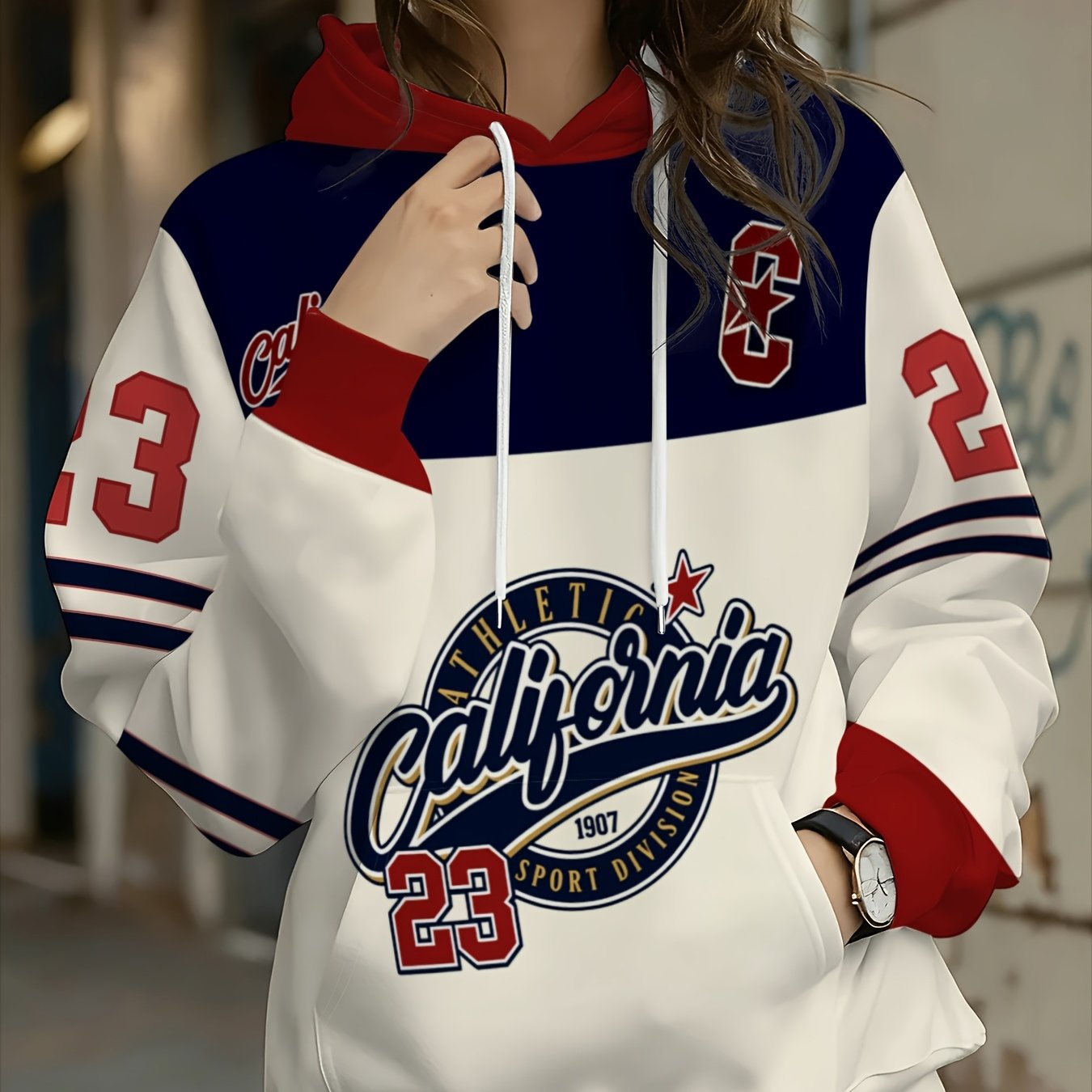 E-shop Damen Vintage Kalifornien 1907 Division Nummer 23 Retro Baseball Style Hoodie