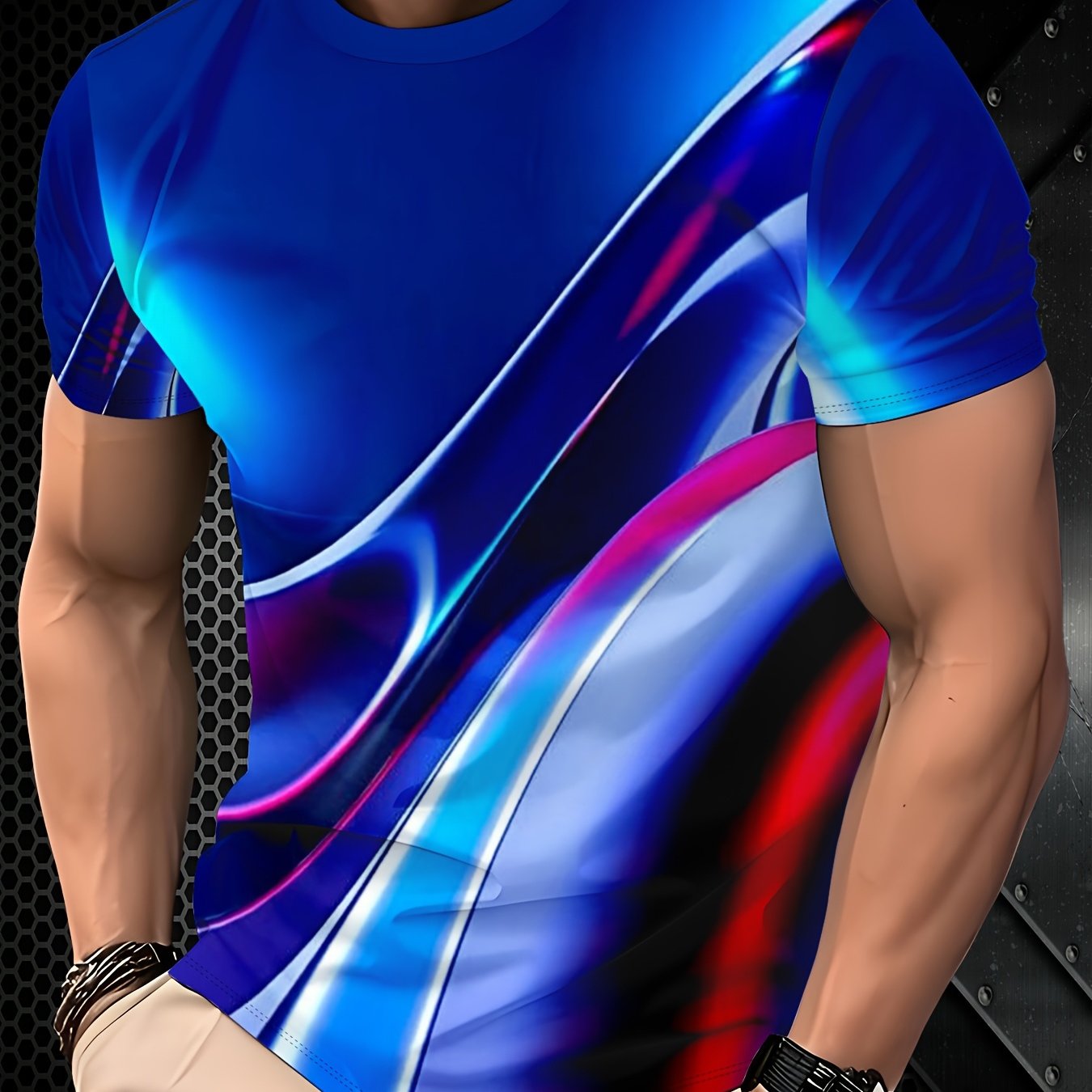TEMU Men' Round Neck Short Sleeve T-shirt, Breathable Regular Fit Casual Top, Made Of Knit Fabric Suitable For Everyday Wear And Vacations