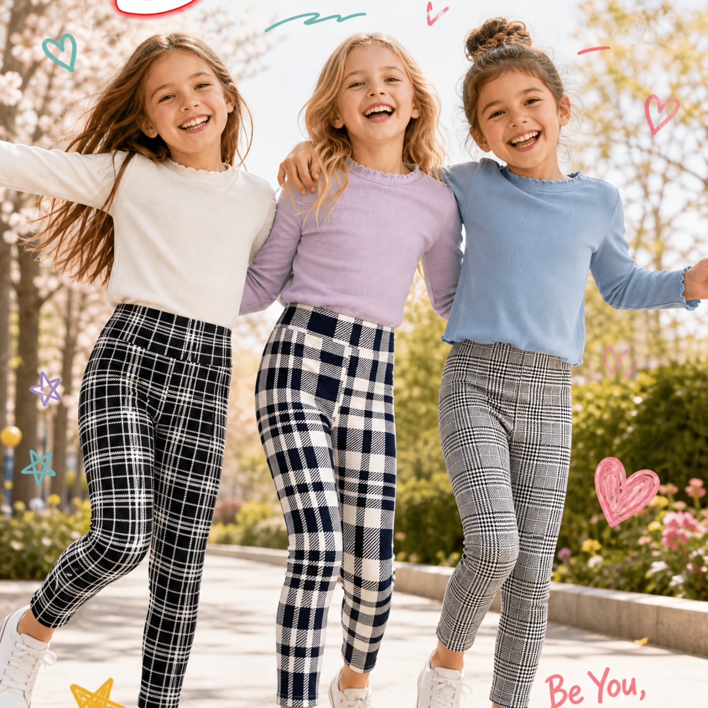 Image of 3pcs Classic Print Basic High-waist Leggings For Girls, Stretchy Breathable Soft Long Pants, Perfect For Outdoor, Autumn/winter Essentials