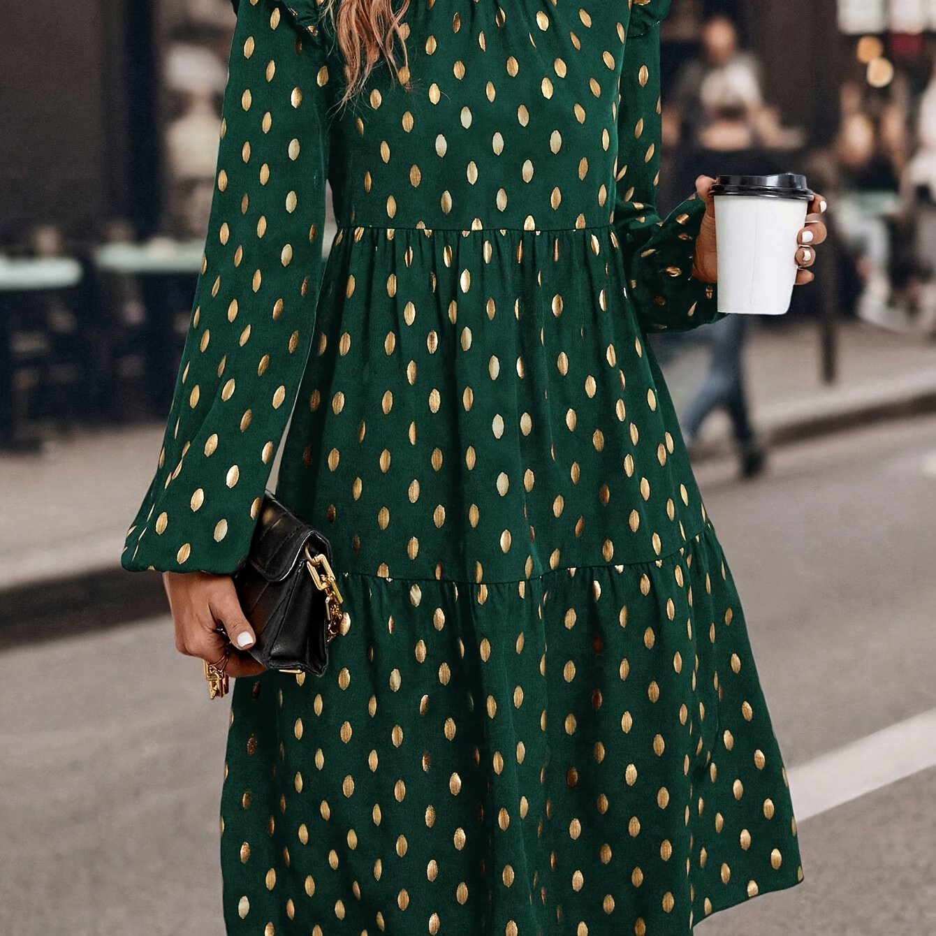 Printed Lantern Sleeve Dress