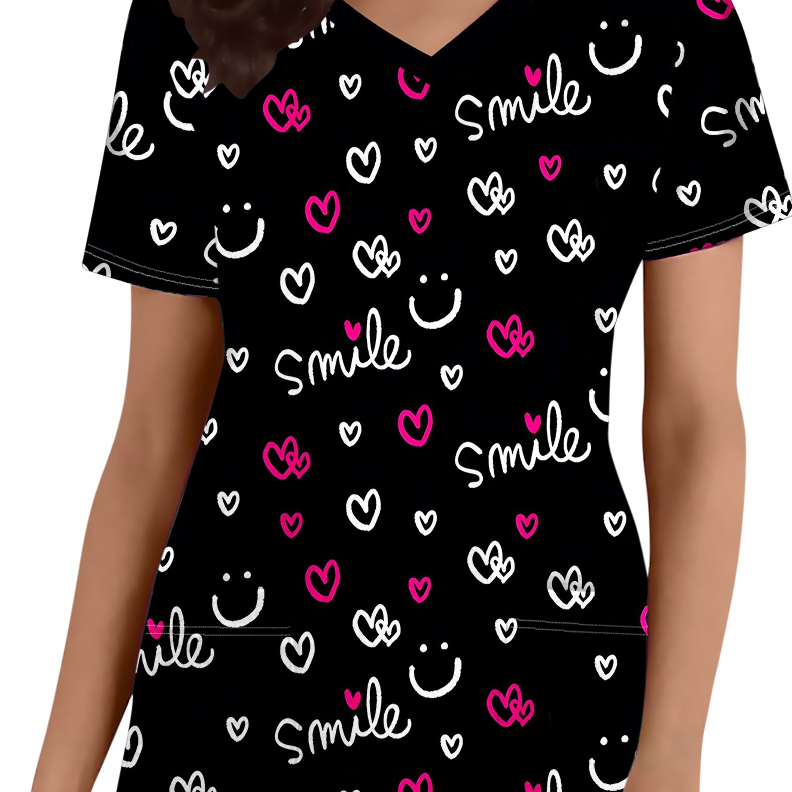Image of Plus Size - Plus Size - Women's Matte Top, Nurse Work Blouse, Female Nurse Professional Attire, , Healthcare Uniform Top, Short Sleeve Nurse Uniform, Women's Plus Size T-shirt