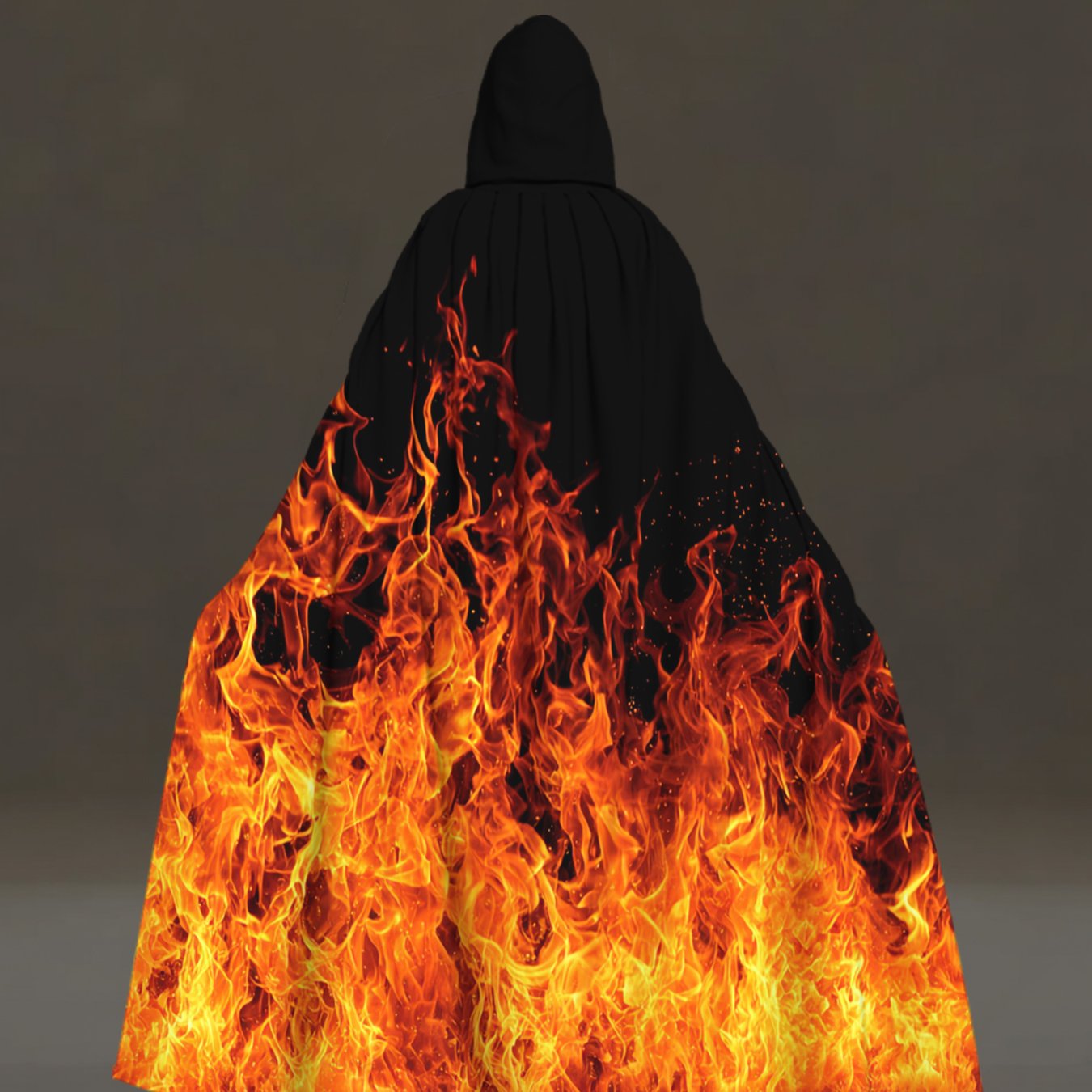 TEMU 2d Flat Robes, 1pc, Halloween Flames(1) Pattern Hooded Capes, Costume Cloak For Cosplay, Halloween,carnival Parties, Dress-up Nights,masquerade