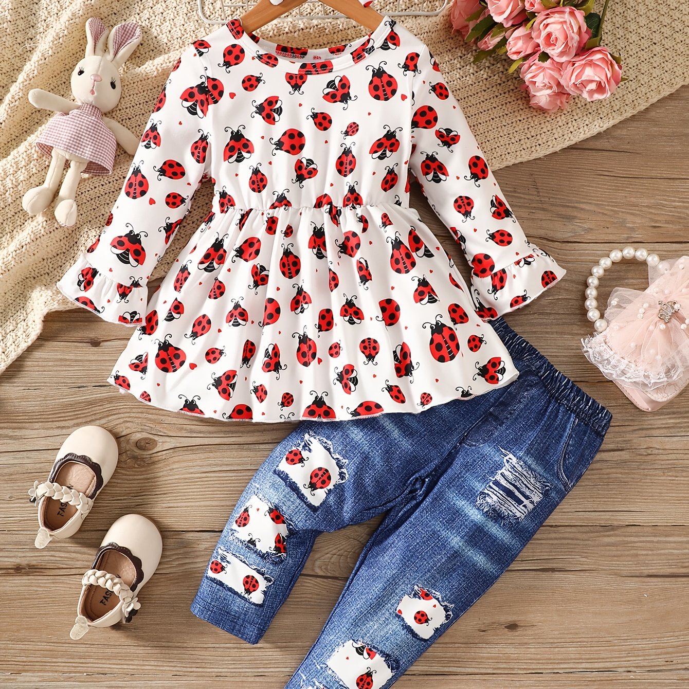 Baby Girl And Element Digital Speaker Sleeve Pants And Headscarf 3pcs Set, For Outdoor