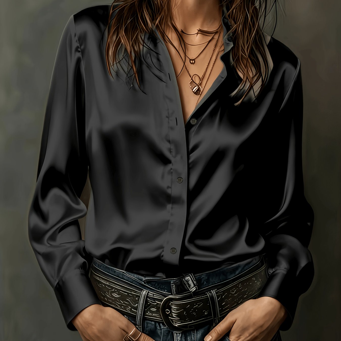 TEMU Women's Commuter Satin Shirt