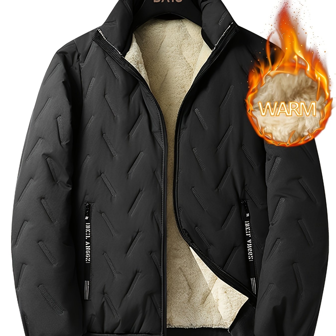 TEMU Men's Lamb Fleece Coat Autumn Winter Fleece Thick Warm Clothing Casual Sports All-match Stand Collar Jacket