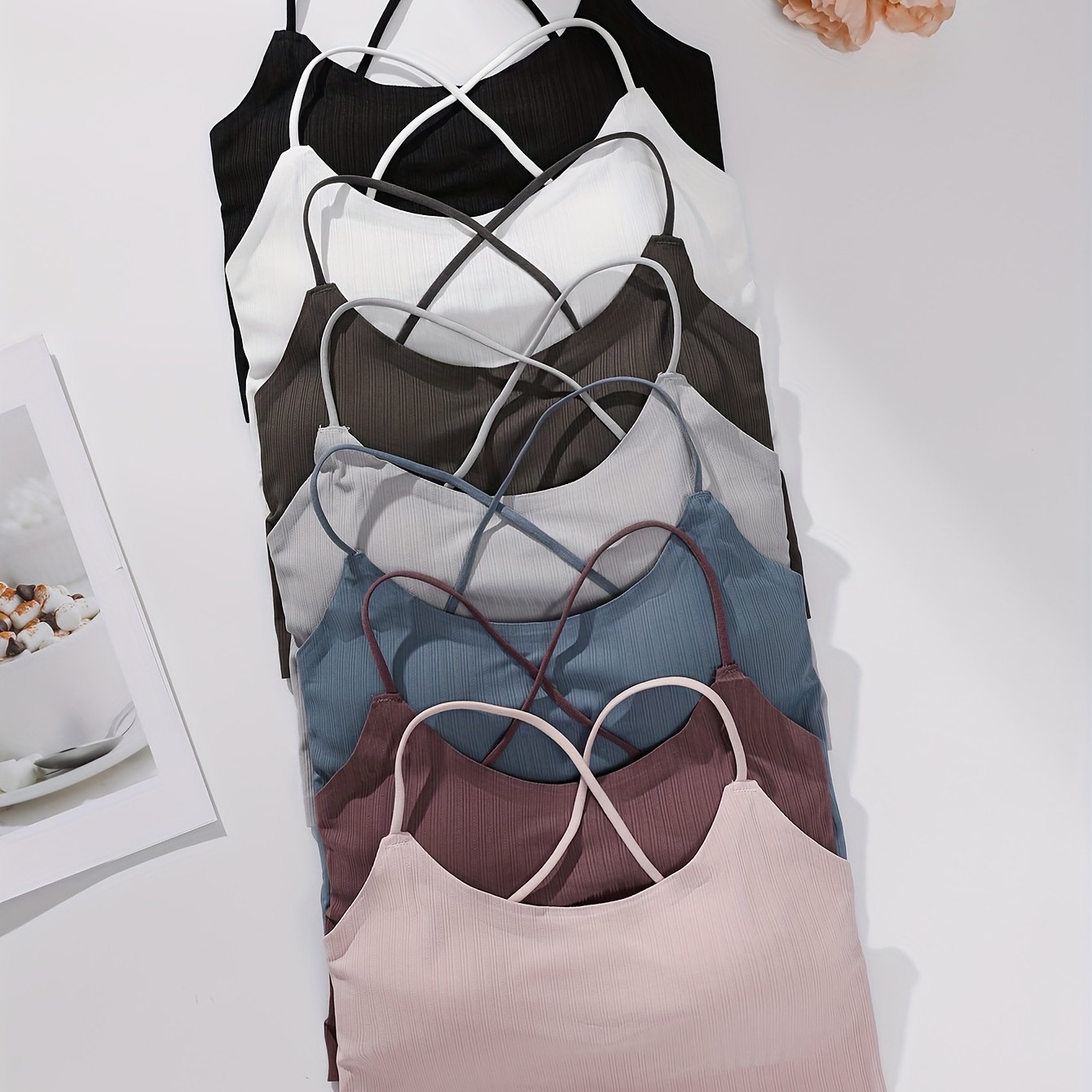 Image of 7pcs Seamless Backless Non-constricting Sports Tank Tops With Adhesive Strips
