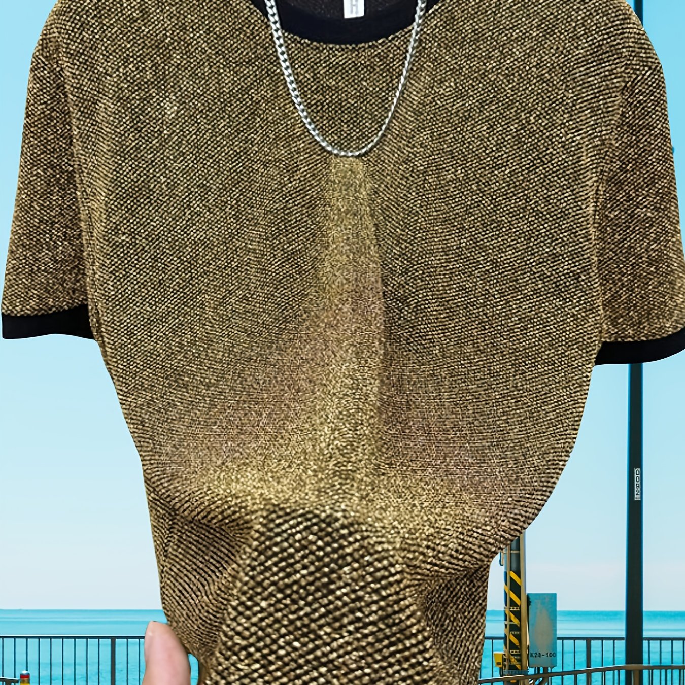 E-shop Europäische Herrenmode Jacquard Kurzarm T-Shirt, Metallic Herrenmode, Premium Top