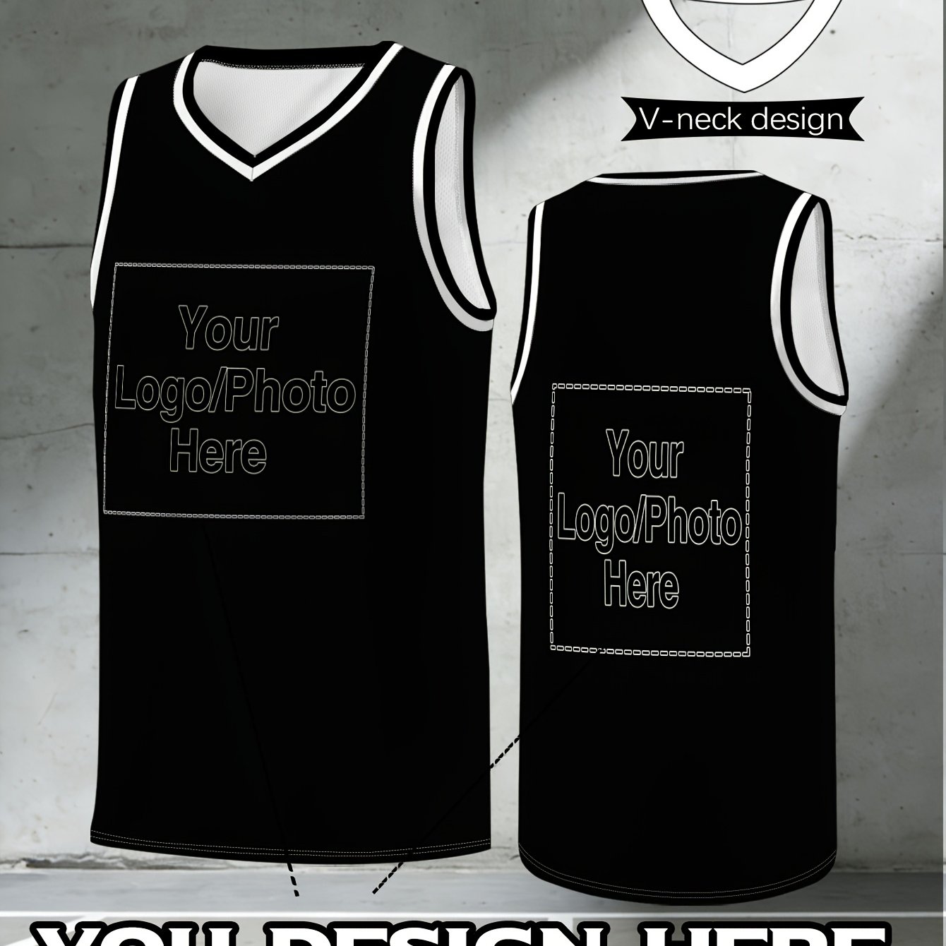 TEMU Personalized V-neck Basketball Jersey, Custom Logo Or Front And Back. , Ideal For Practice, Team Sports, Outdoor Activities, And Casual Wear. A