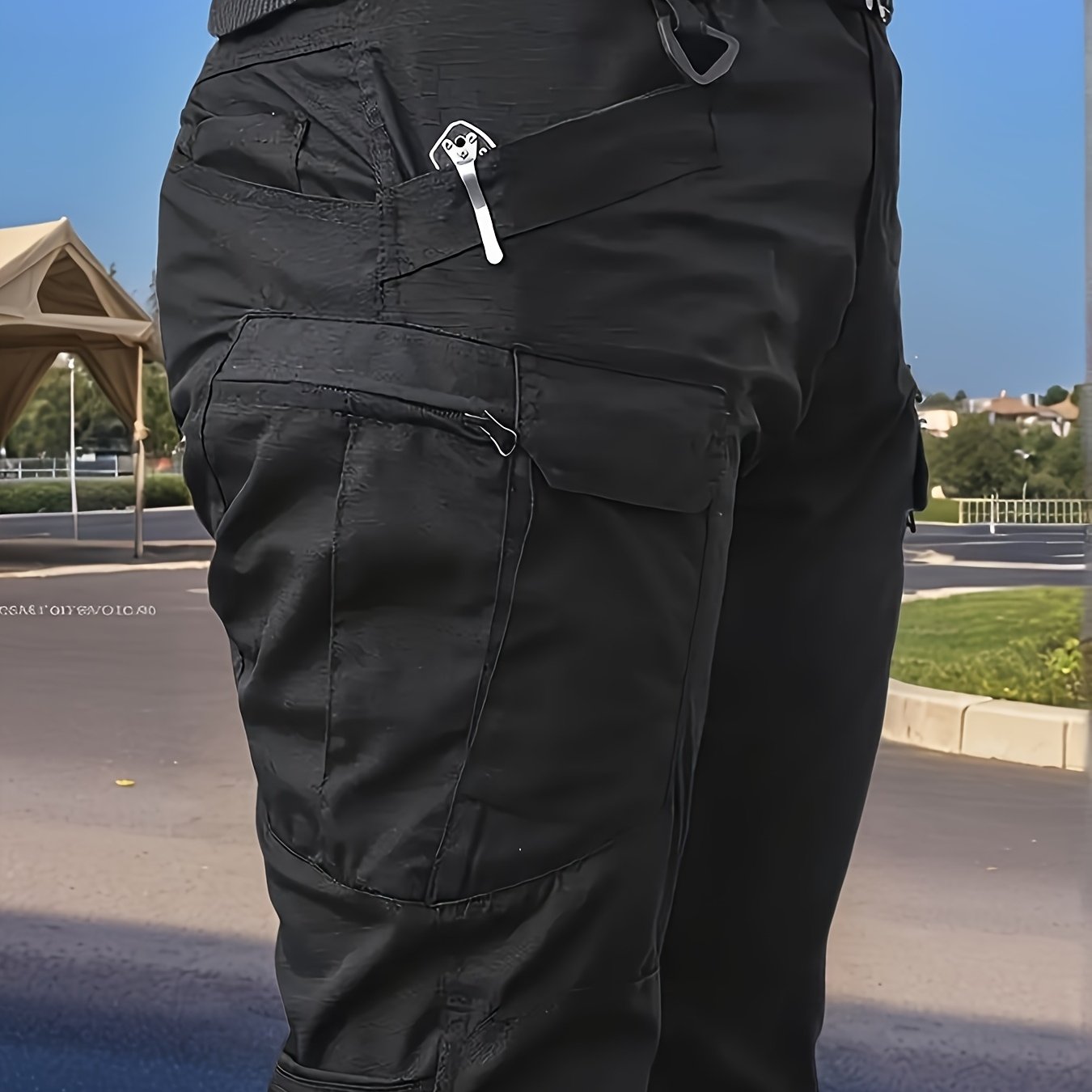 TEMU Men's Tactical Cargo Pants With Multiple Pockets, Solid , Fashionable And Comfortable. Ideal For Casual Outdoor Hiking, Sports Style, Durable