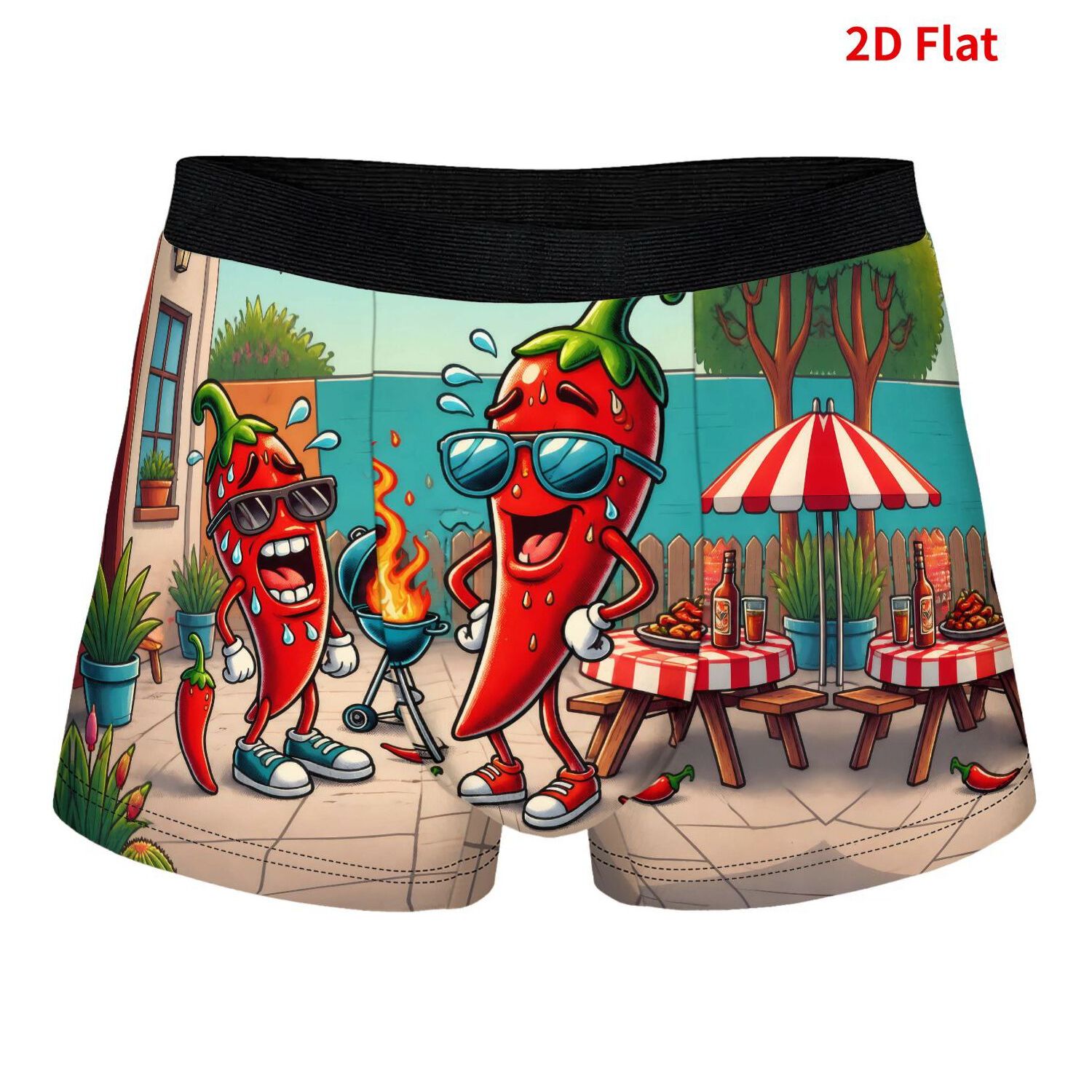 TEMU Chili Pepper Barbecue Unisex Stretchable Underwear Vintage Gift For Men 2d Print Design