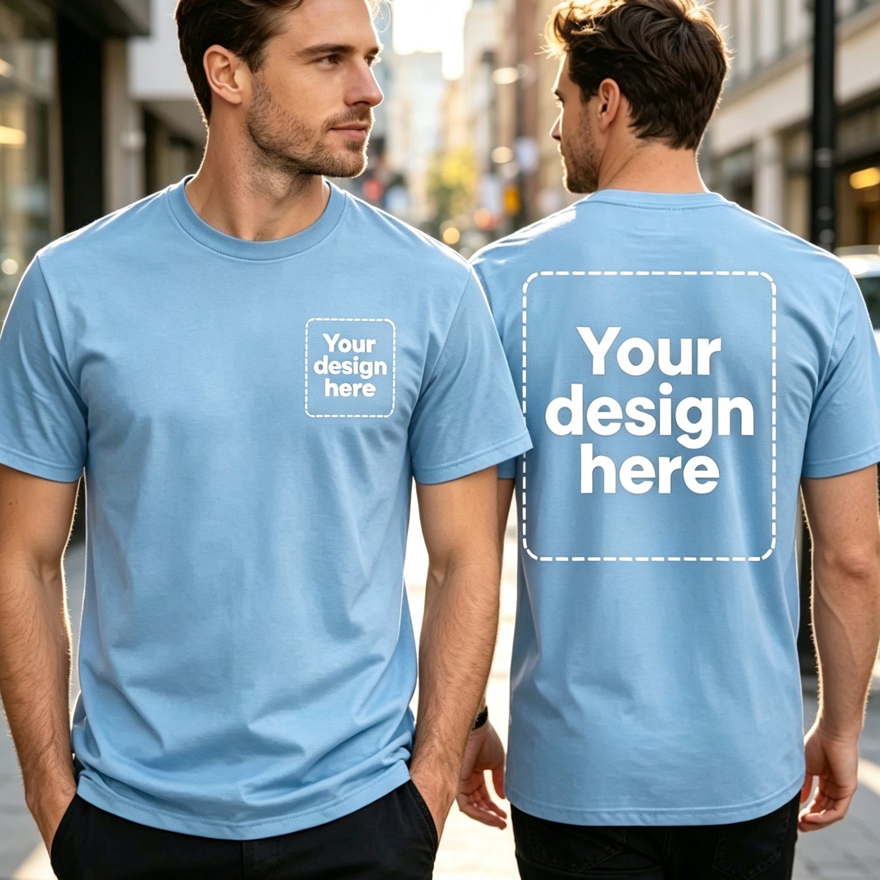 TEMU Custom Printed Men's T-shirts. Print Any Want—small Graphic On The Front, Large Graphic On The Back. Come Customize Your T-shirt!