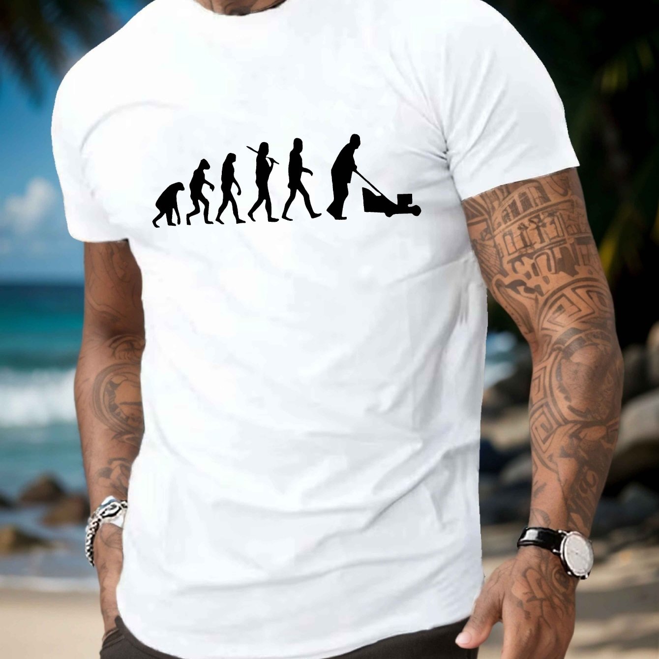 TEMU Evolution Of Gardener Men's Short Sleeve T-shirt Summer T-shirt Top