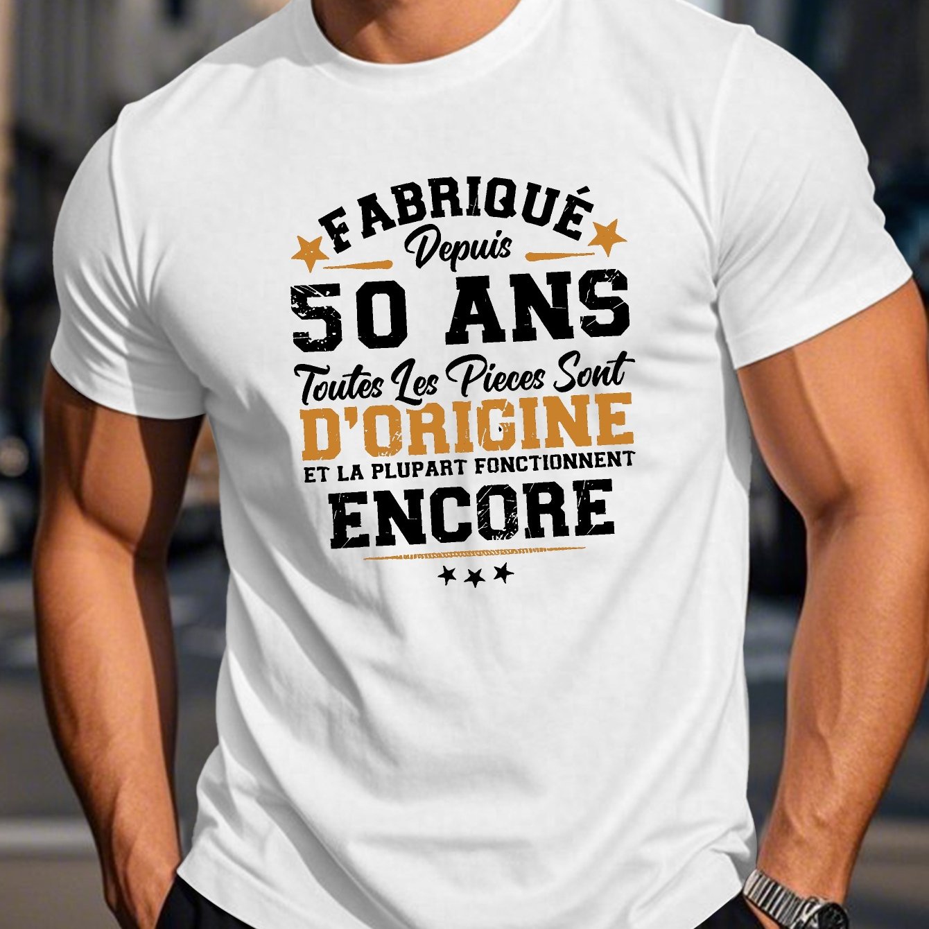 TEMU T-shirt Humoristique pour Homme à Manches Courtes - Haut d'Été Français