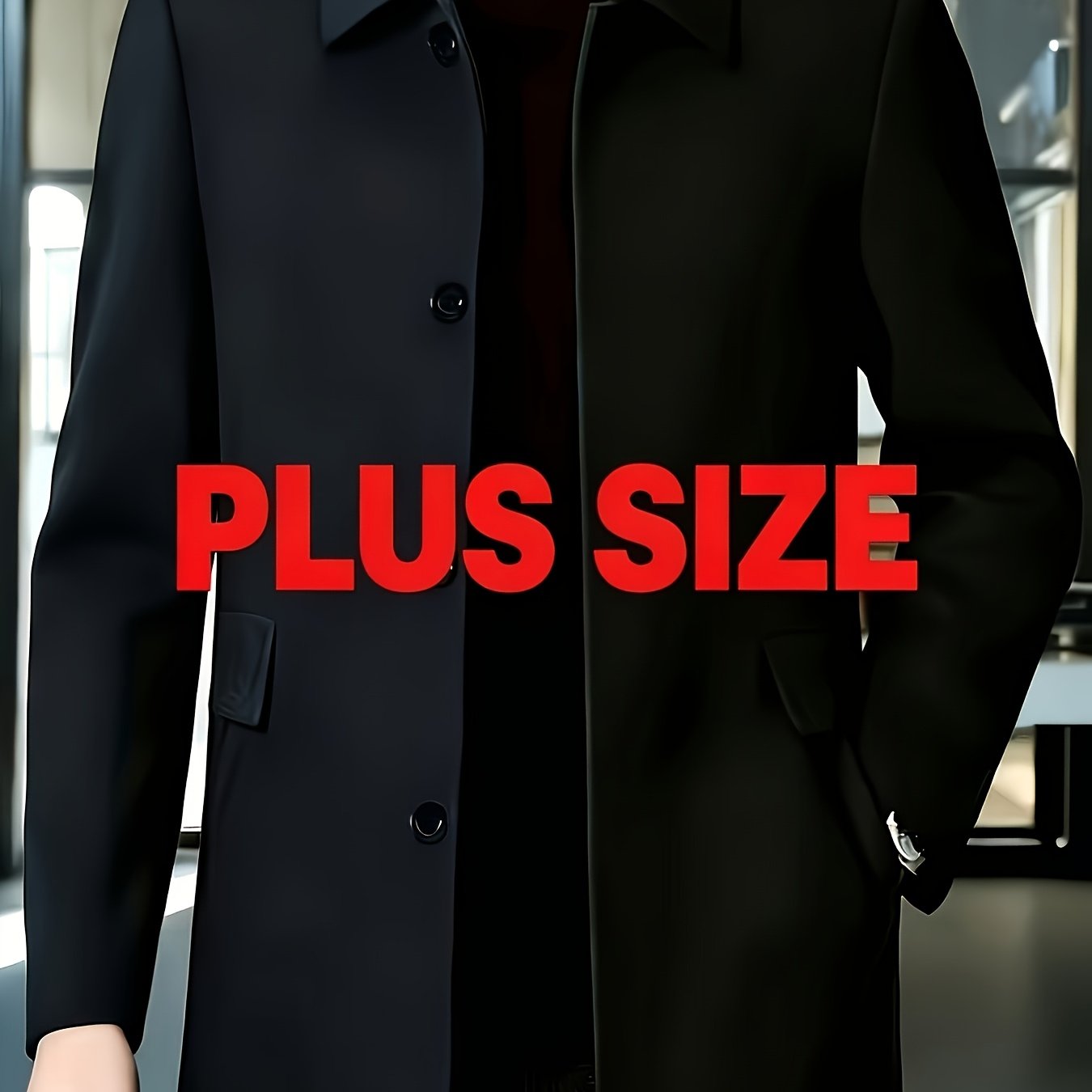 TEMU Plus Size Men's Jacket - New Arrival, Men's Casual Classic Versatile Solid Color Jacket With Dual Side Pockets, , Dad Style, Wrinkle-resistant