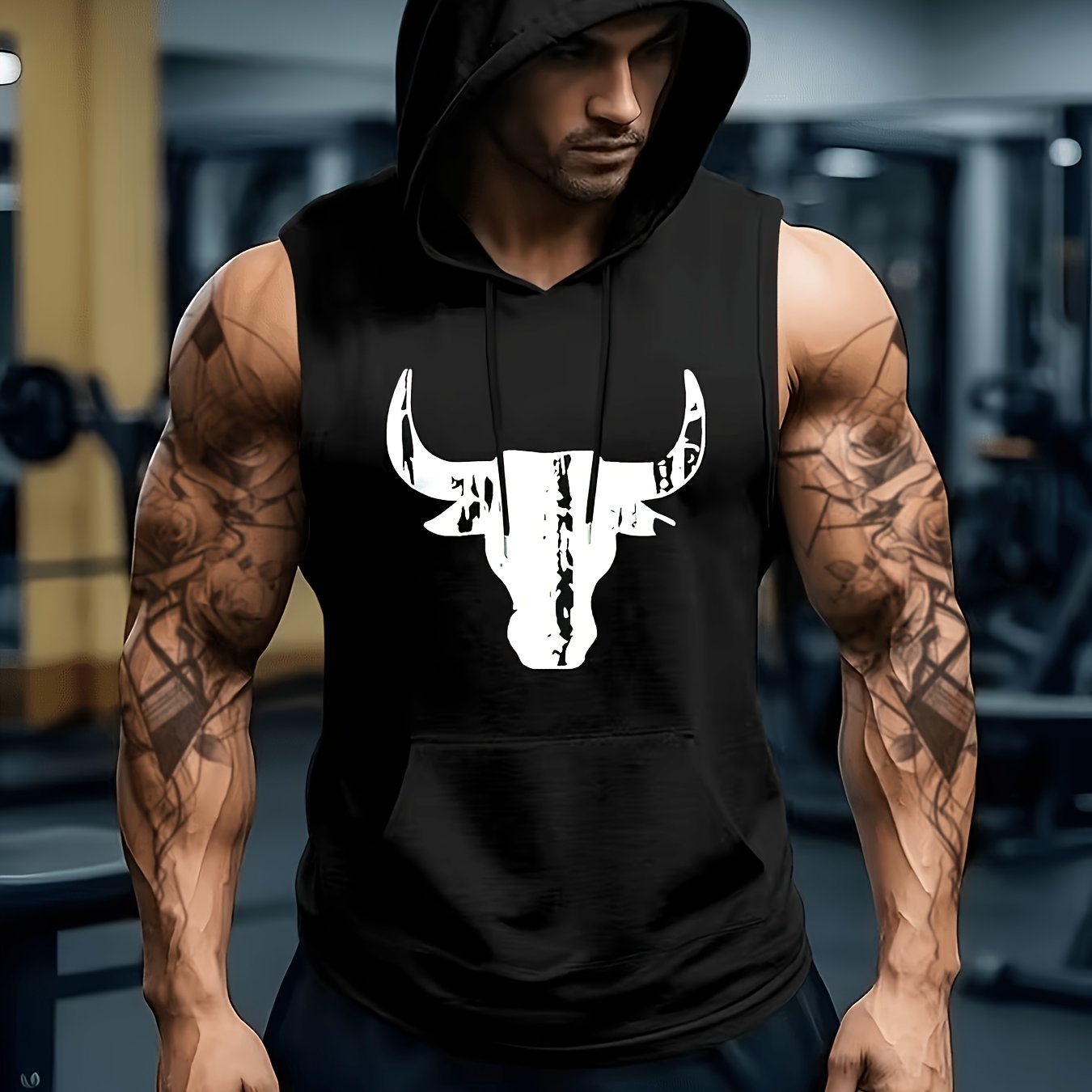TEMU Print Summer Fashion Outdoor Casual Summer Top Men's Sporty Sleeveless Hooded Vest For Men