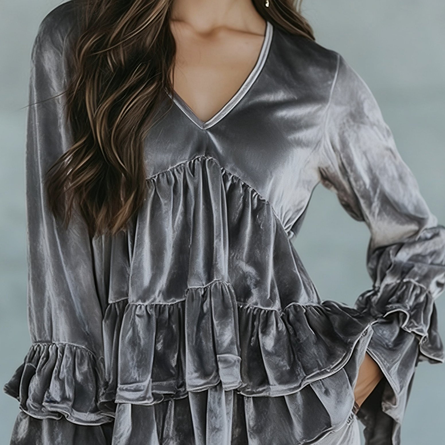 Chic Long-sleeve Tiered Ruffle Top For Women