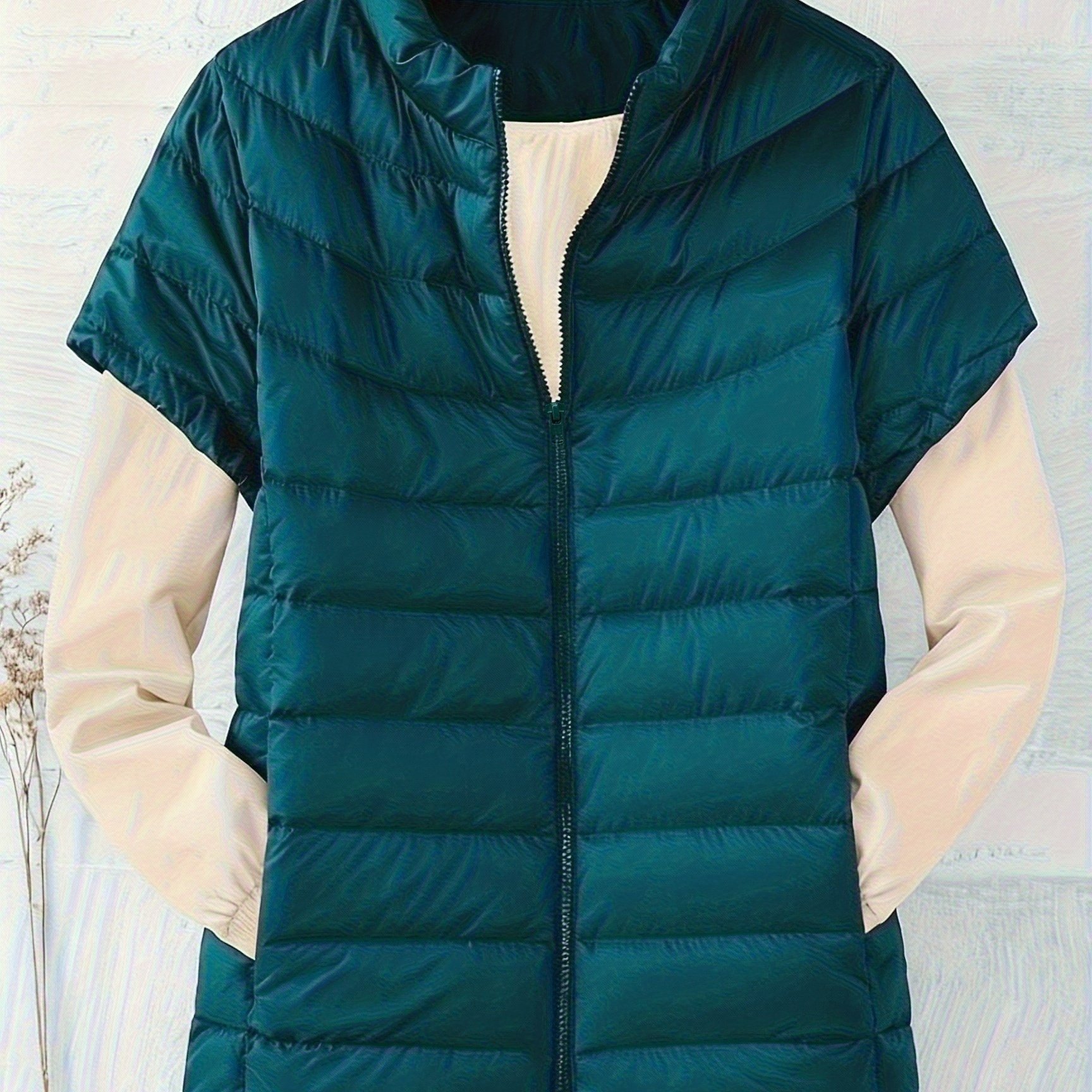 Plus Size - Plus Size - Autumn Winter Women's Short Sleeve Lightweight Soft Zip Pocket Women's Jacket
