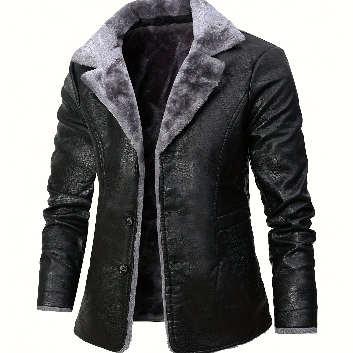 E-shop Stylische Herrenjacke mit Kragen, vielseitige, warme Fleece-gefütterte Jacke