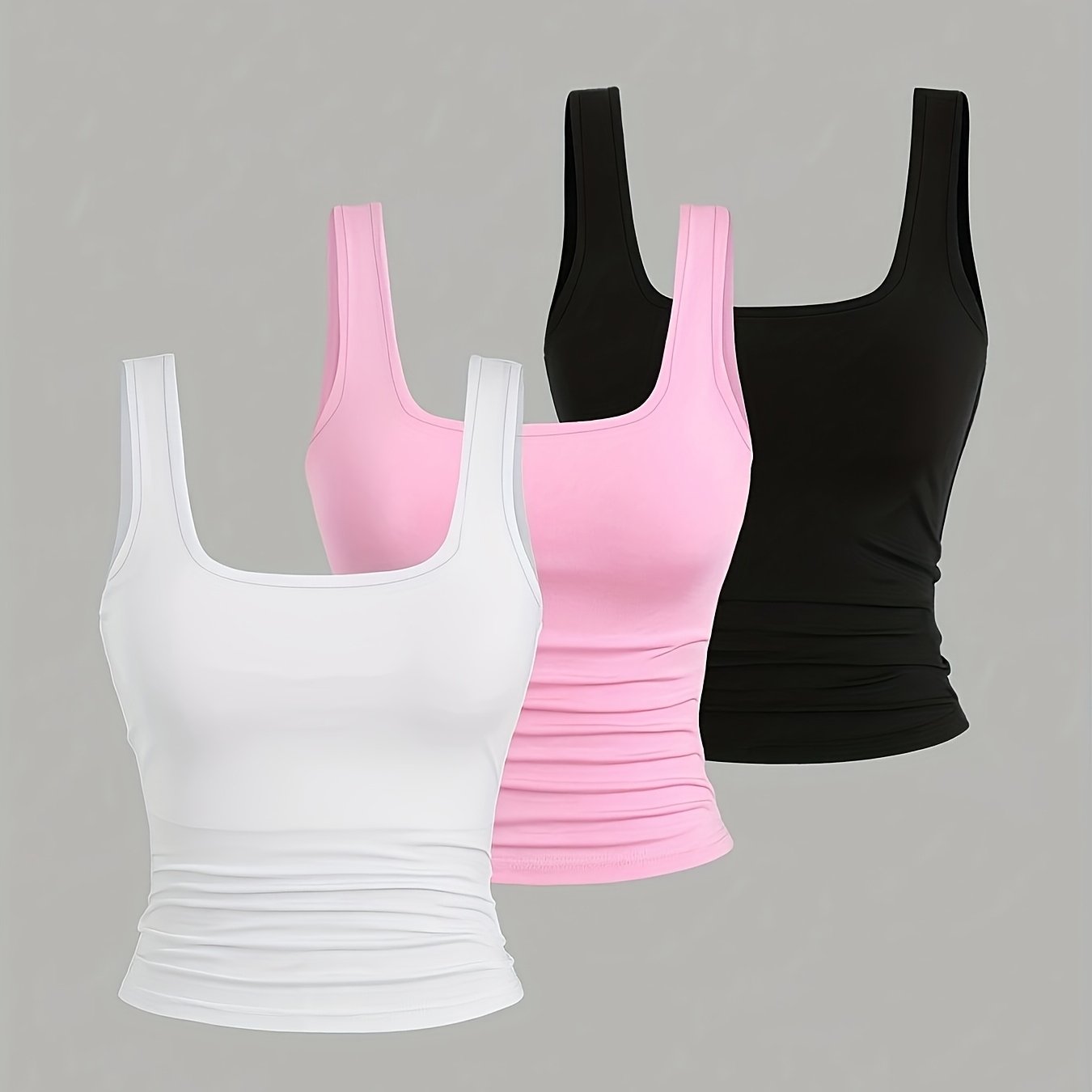 TEMU 3pcs Set Solid Color Women's Spaghetti Strap Pajamas, /summer Style, Sleeveless Tank Top, Comfortable, Breathable, Slim Fit, Flattering, Worn As