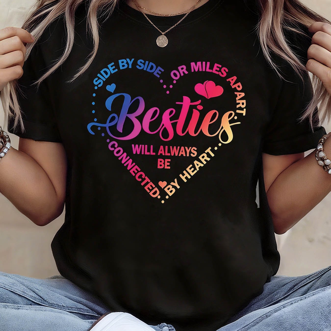 TEMU Print T - Shirt Women's Spring - Summer Short - Sleeve Crew - Neck Casual T - Shirt, Daily Leisure, Holiday Gift