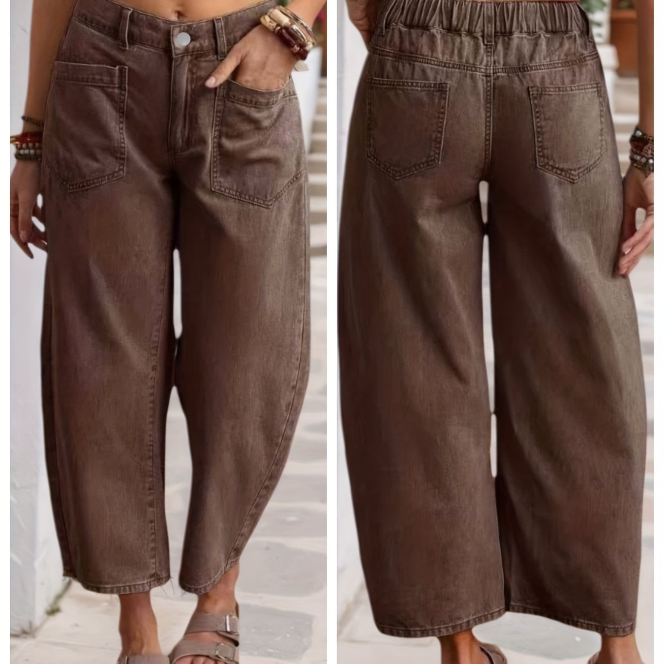 Women's Stretch Jeans, , Casual Versatile Style, Button Closure, Elastic Waist, , Suitable For Casual , Elegant Holiday Wear